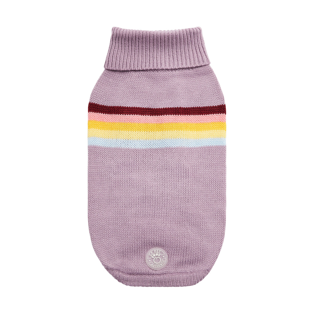 Retro Dog Sweater – Sculpted Lavender Turtleneck for Small to Large Dogs