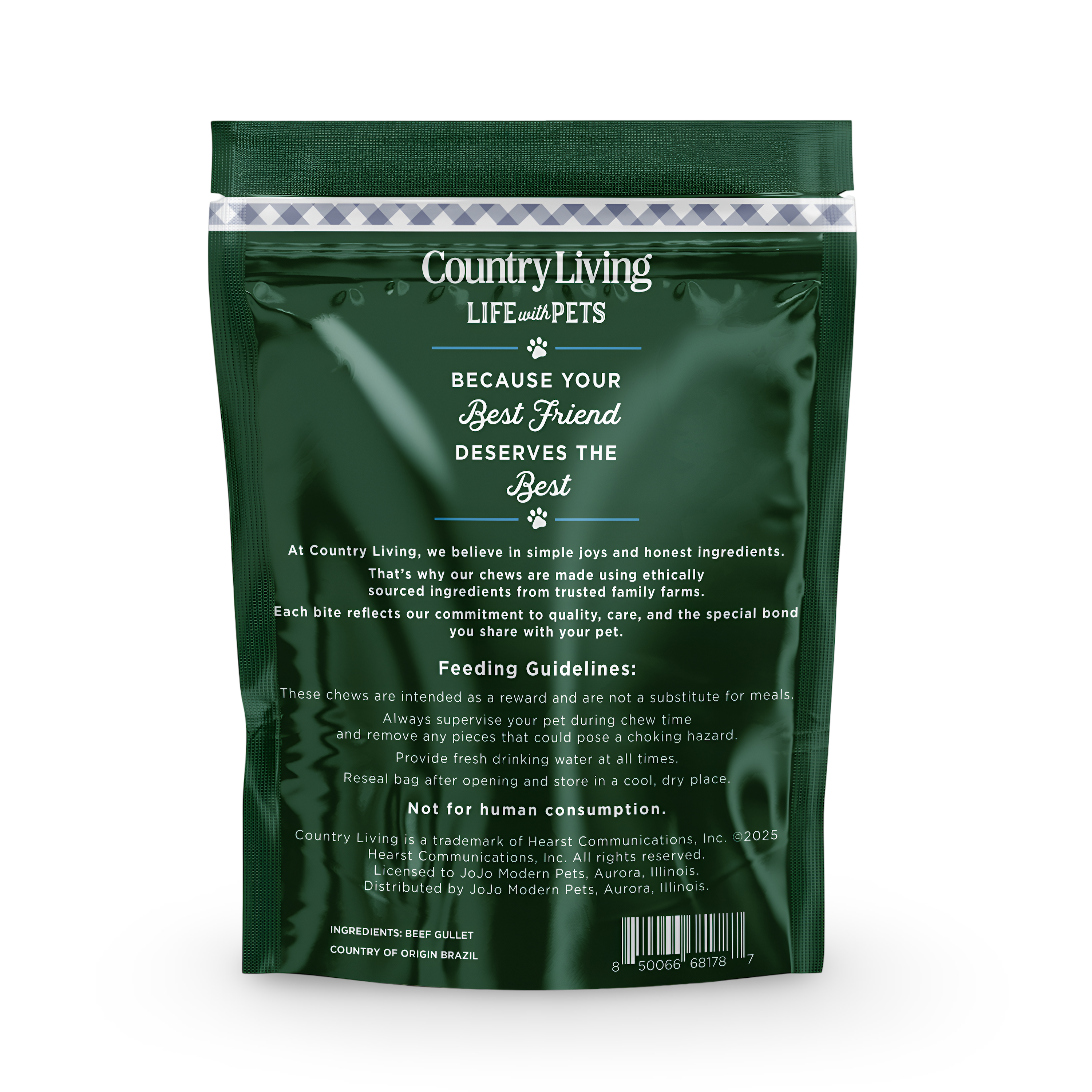 Country Living 6” Gullet Flats Dog Treats | 20-Pack All-Natural Beef Esophagus Chews – High-Protein, Rawhide-Free