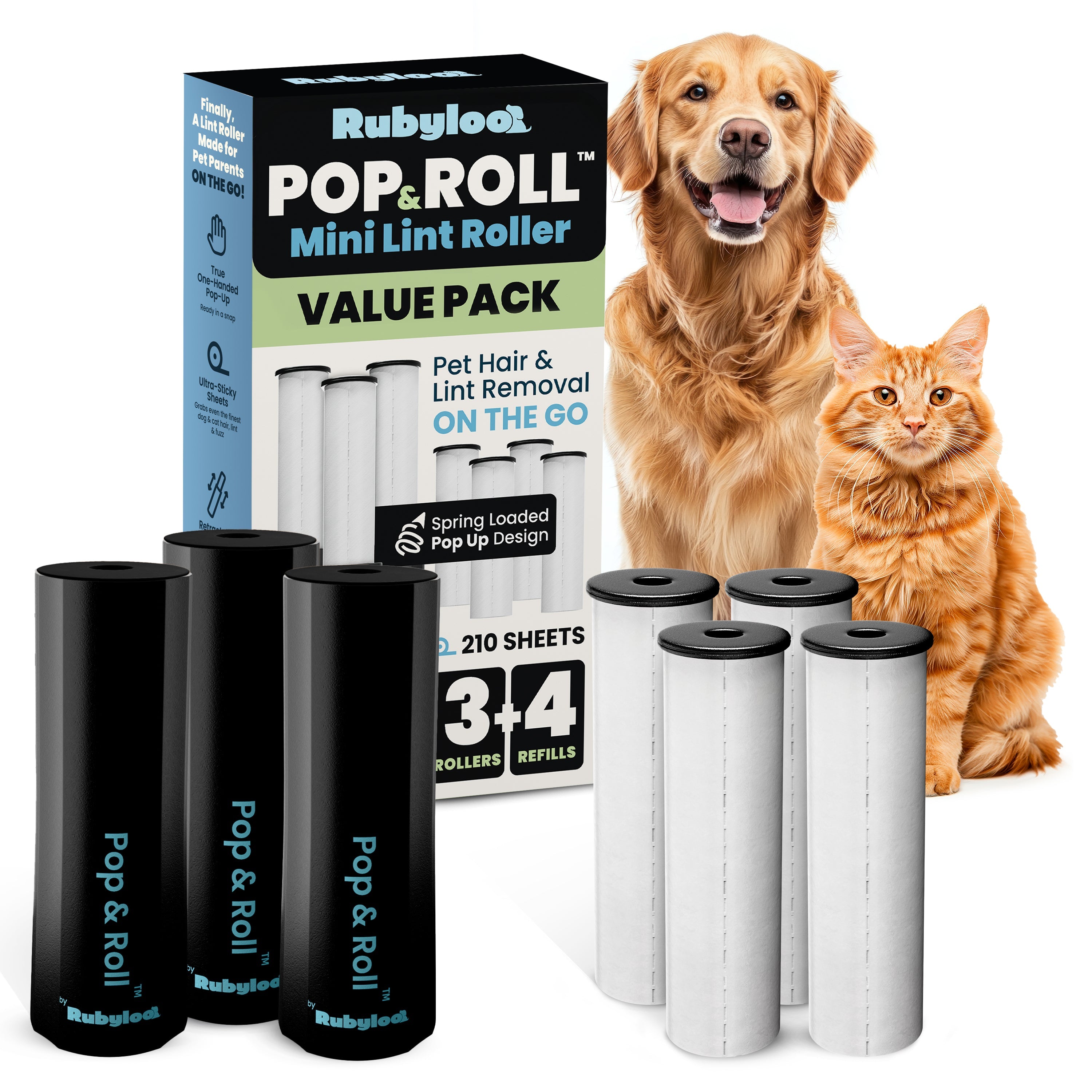 Mini Lint Roller for Pet Hair with 2 Refills – Portable Dog & Cat Hair Remover