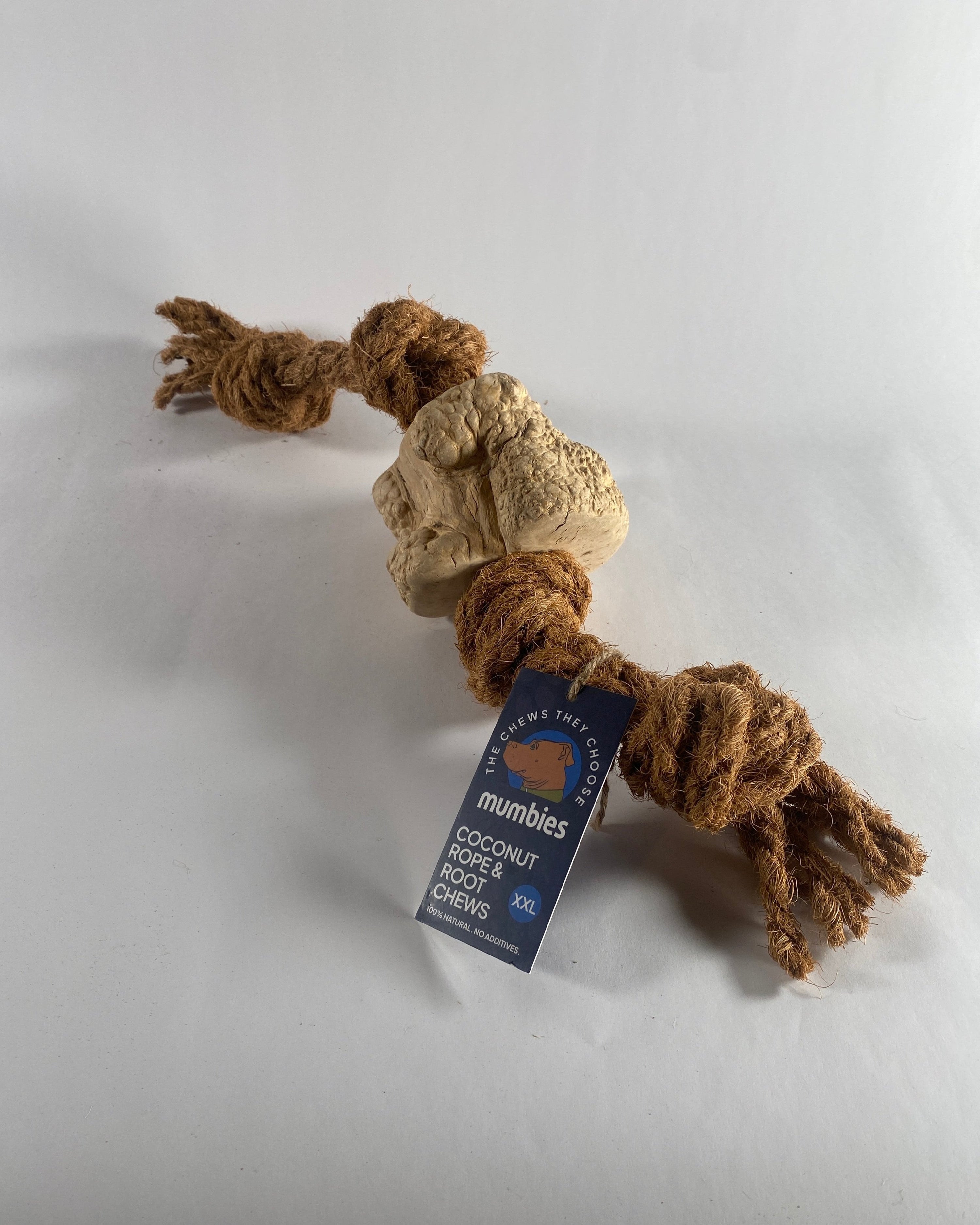 Mumbies Coconut Rope & Root Chew Tug Toy for Dogs – Natural Eco-Friendly Chew and Fetch for Moderate Chewers