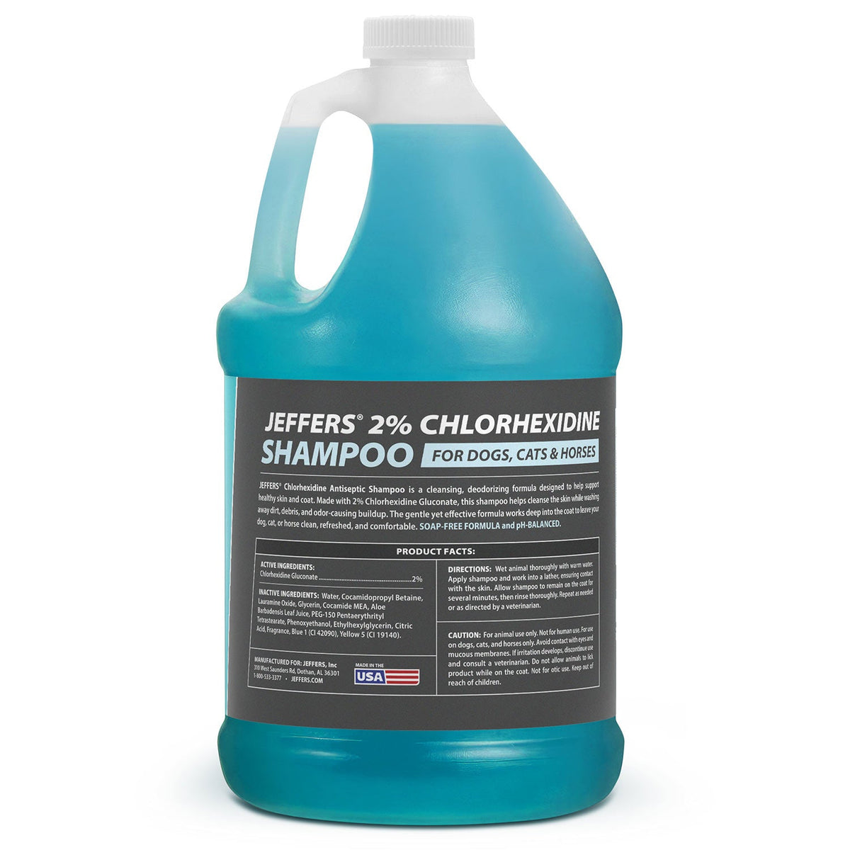 Jeffers 2% Chlorhexidine Medicated Shampoo – Antiseptic Skin & Coat Shampoo for Dogs, Cats & Horses