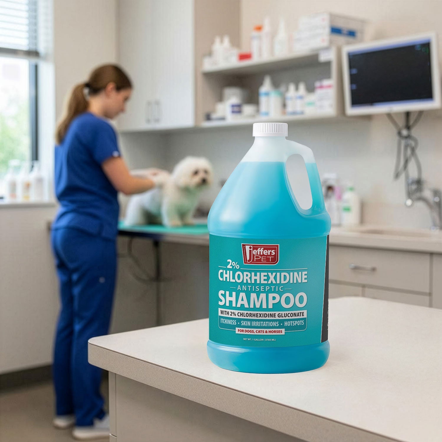 Jeffers 2% Chlorhexidine Medicated Shampoo – Antiseptic Skin & Coat Shampoo for Dogs, Cats & Horses