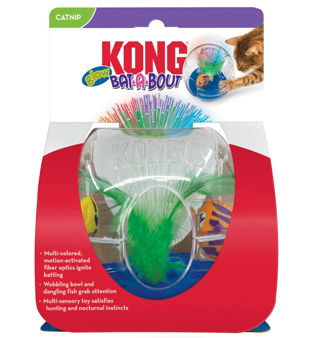 KONG Bat-A-Bout Glow Aquarium Cat Toy - Interactive Glow-in-the-Dark Play for Cats!