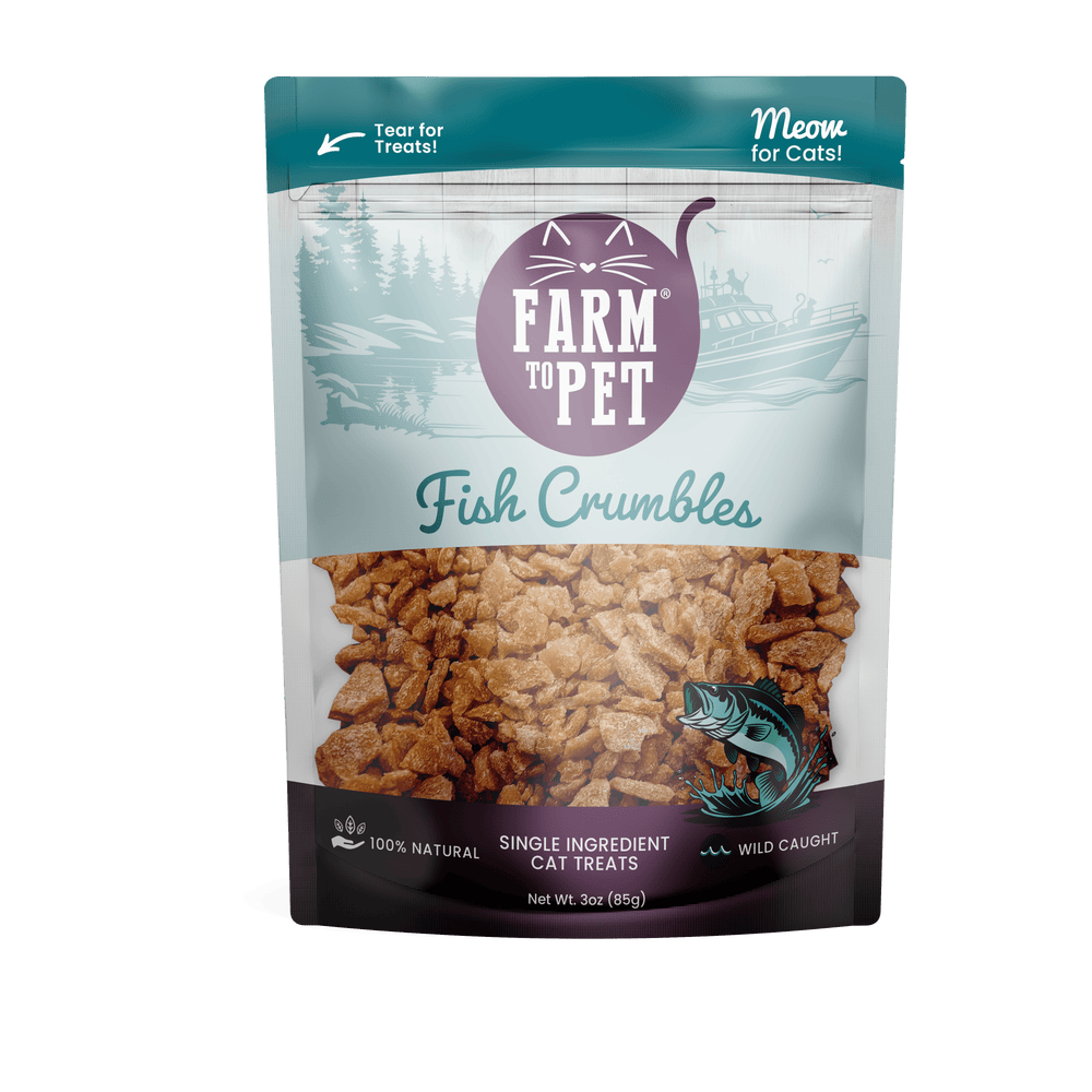 Farm to Pet Fish Crumbles – 100% Walleye Treats for Cats & Dogs | Single-Ingredient, Omega‑Rich Crunchy Bites