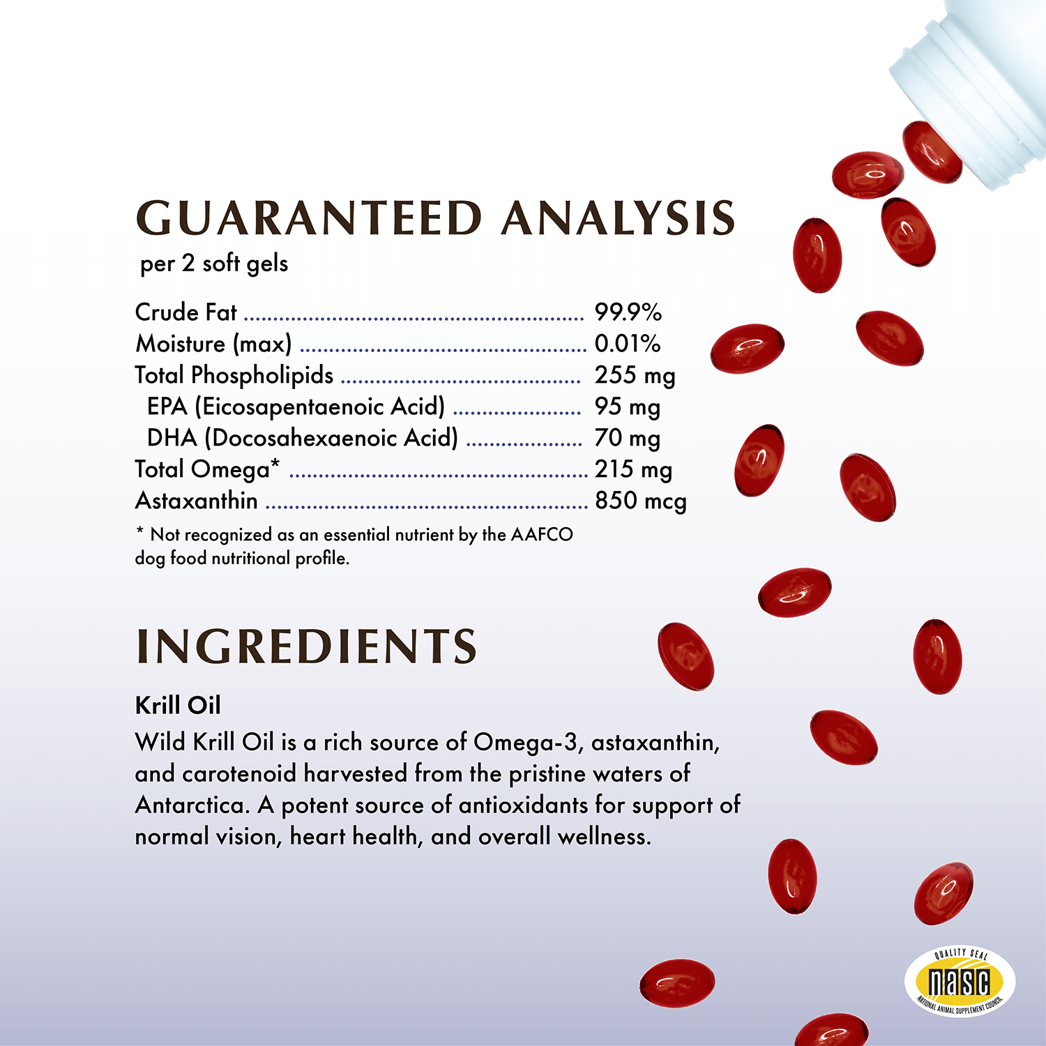 Wholistic Pet Organics Krill Oil for Dogs & Cats – Omega-3 & Astaxanthin Supplement
