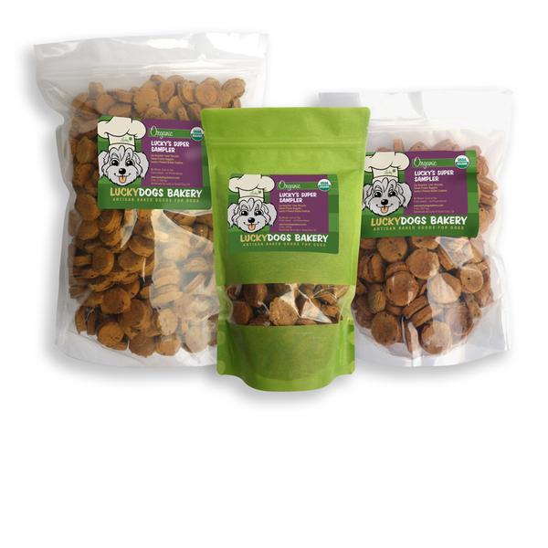 Lucky’s Organic Super Sampler – Triple-Flavor Dog Treat Variety Pack