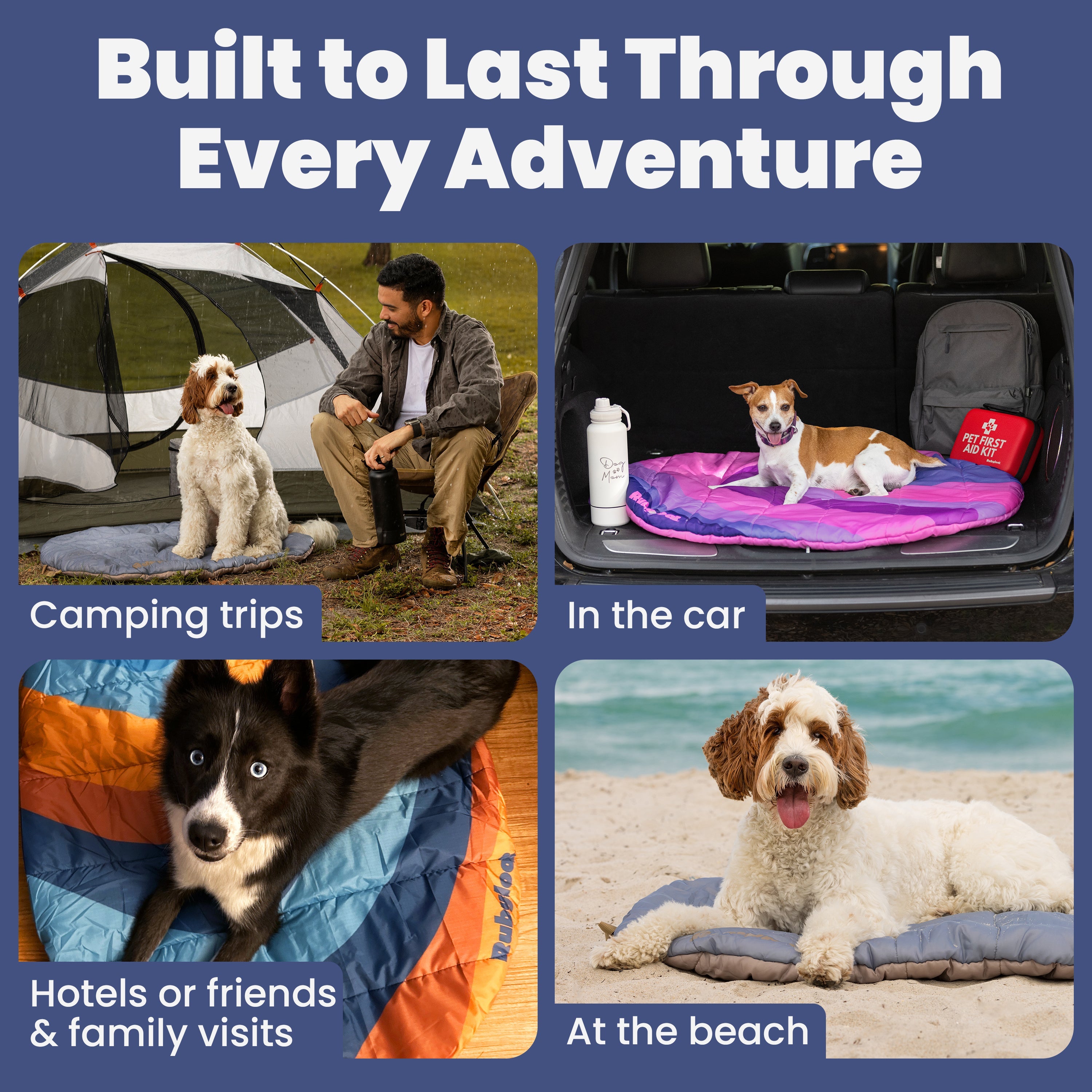 Portable Travel Dog Bed for Camping & Car Trips – Waterproof Roll-Up Pet Mat with Carry Bag