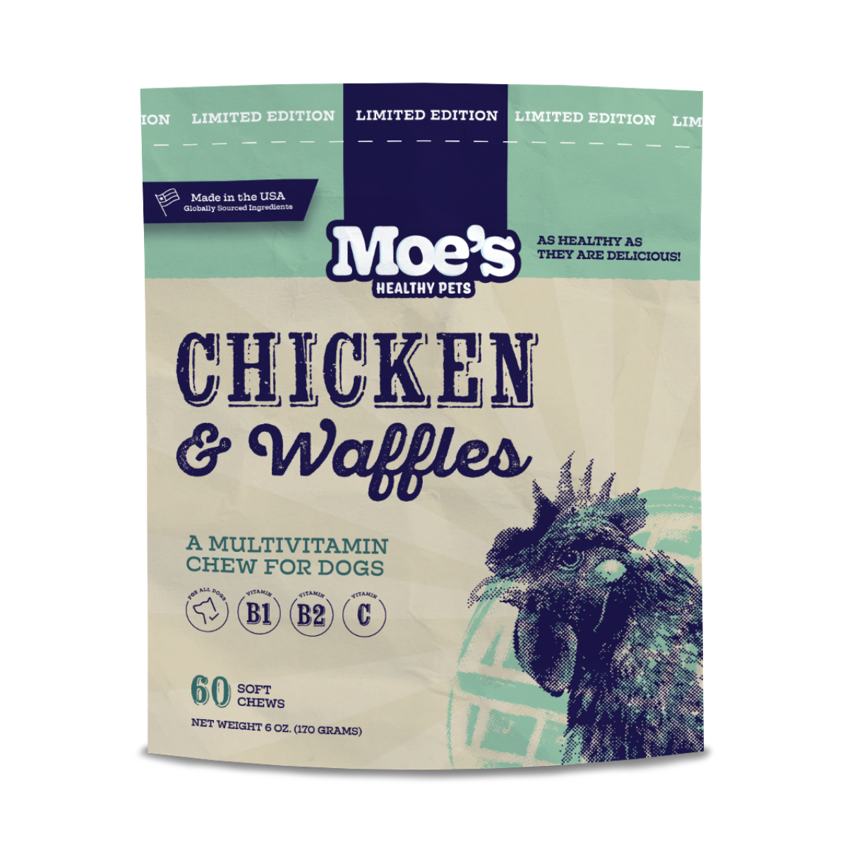 Moe’s Chicken and Waffles Chews – Soft Chicken Liver Dog Treats