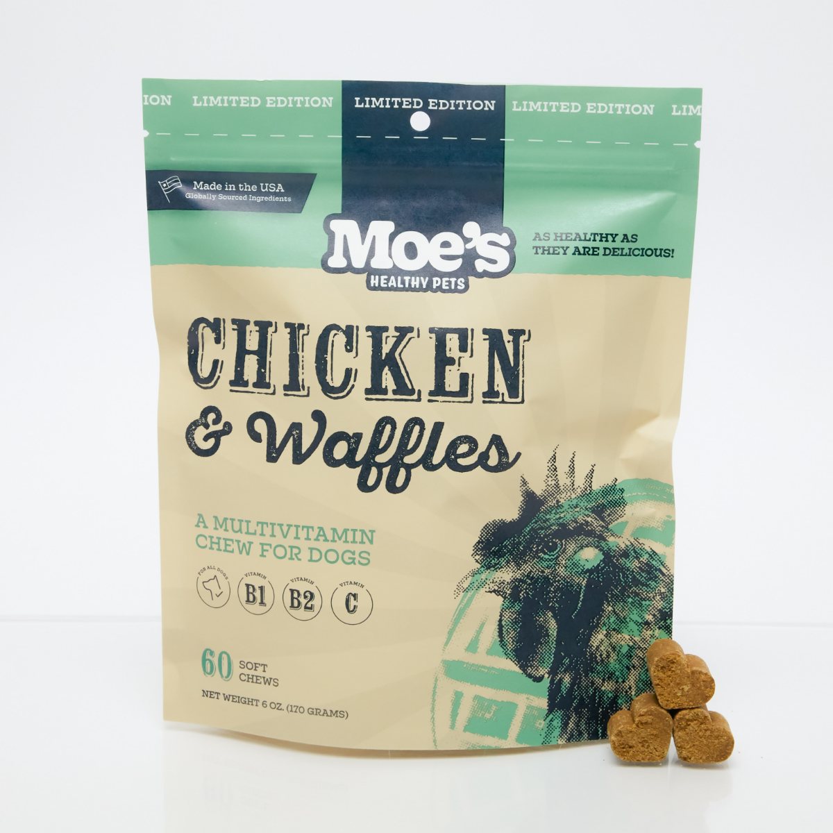 Moe’s Chicken and Waffles Chews – Soft Chicken Liver Dog Treats