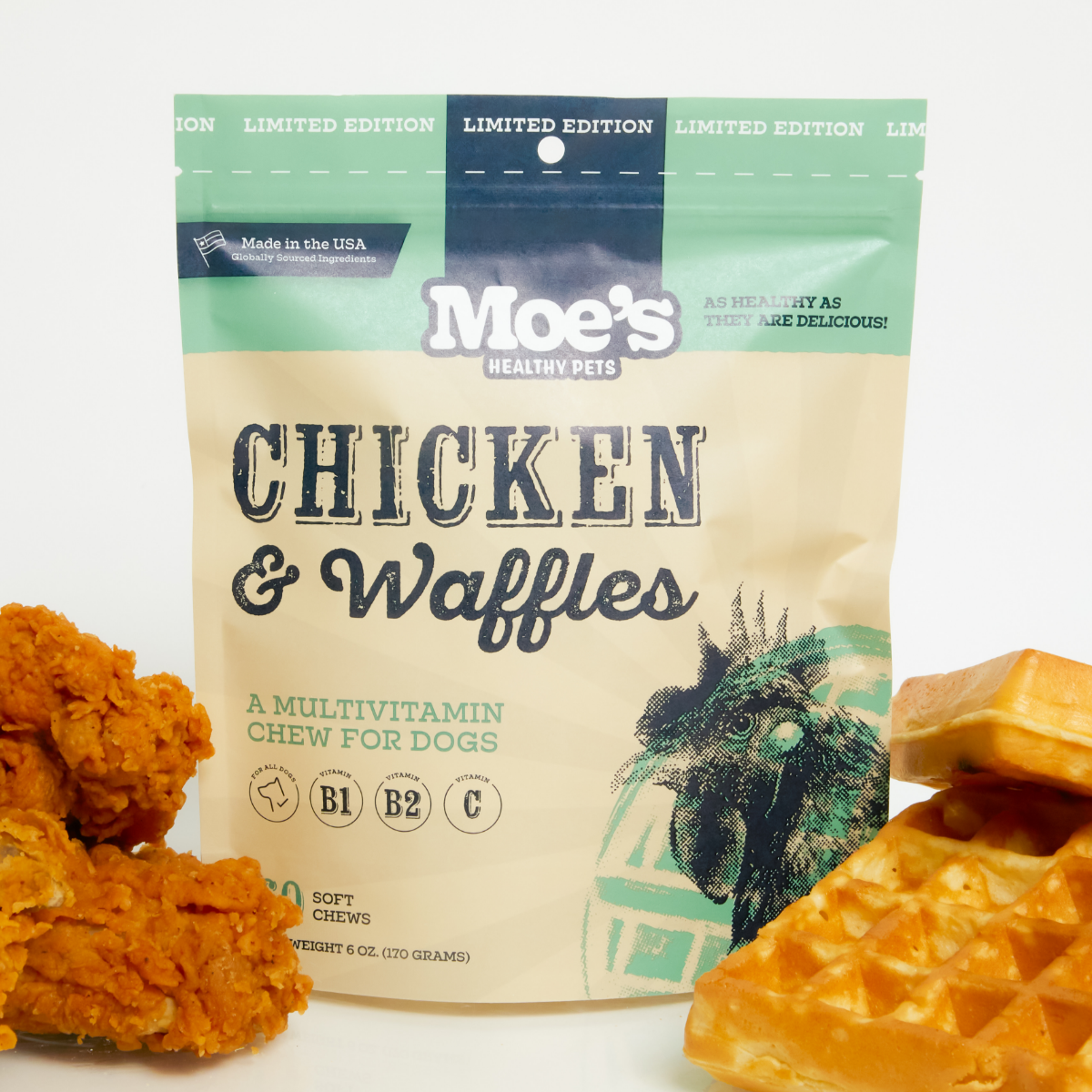 Moe’s Chicken and Waffles Chews – Soft Chicken Liver Dog Treats