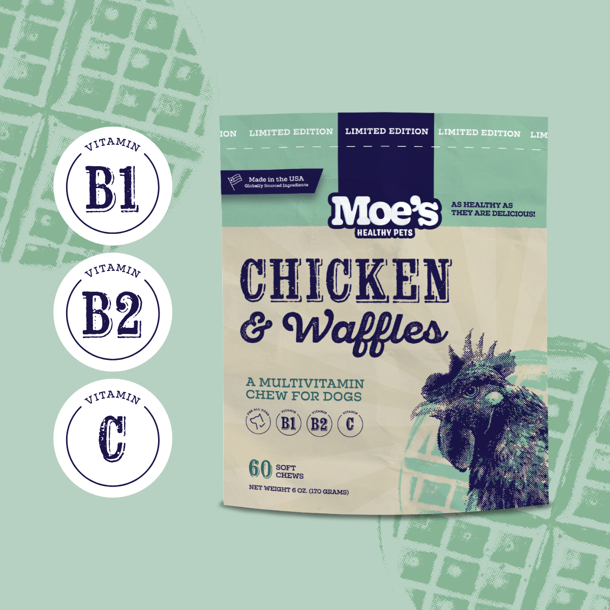 Moe’s Chicken and Waffles Chews – Soft Chicken Liver Dog Treats