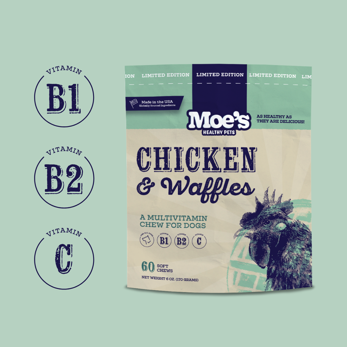 Moe’s Chicken and Waffles Chews – Soft Chicken Liver Dog Treats