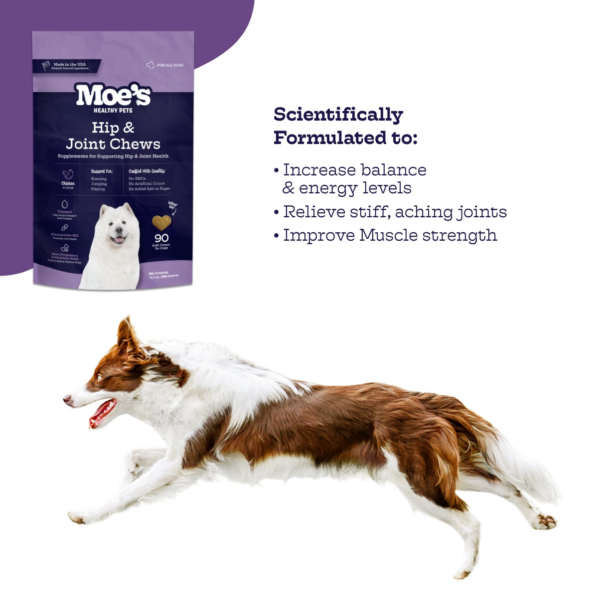 Moe’s Hip & Joint Soft Chews – Glucosamine Joint Support Supplement for Dogs