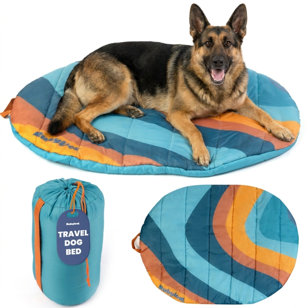 Portable Travel Dog Bed for Camping & Car Trips – Waterproof Roll-Up Pet Mat with Carry Bag