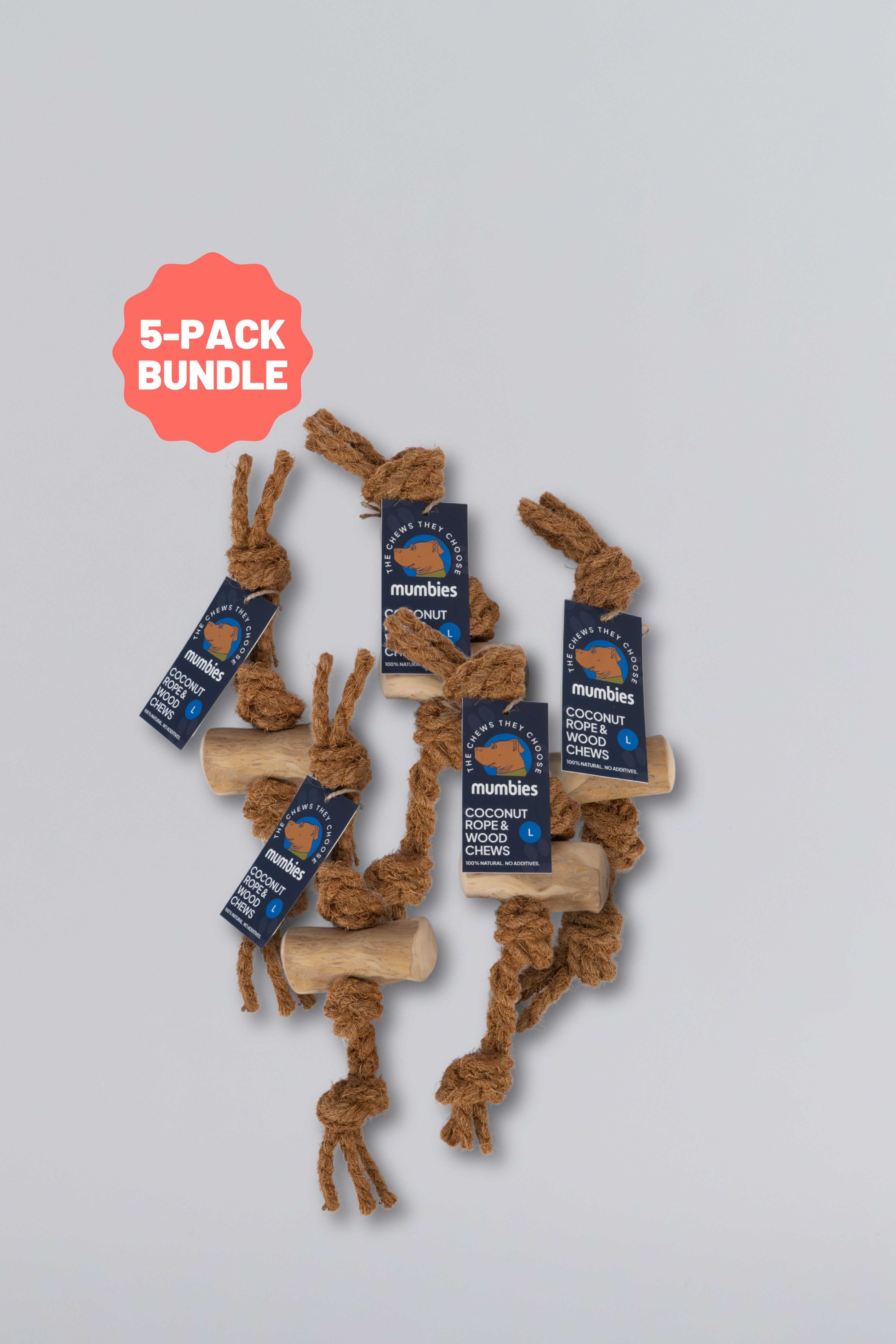 Mumbies Coconut Rope & Original Chew Toy – Natural Eco-Friendly Chew and Tug for Moderate Chewers