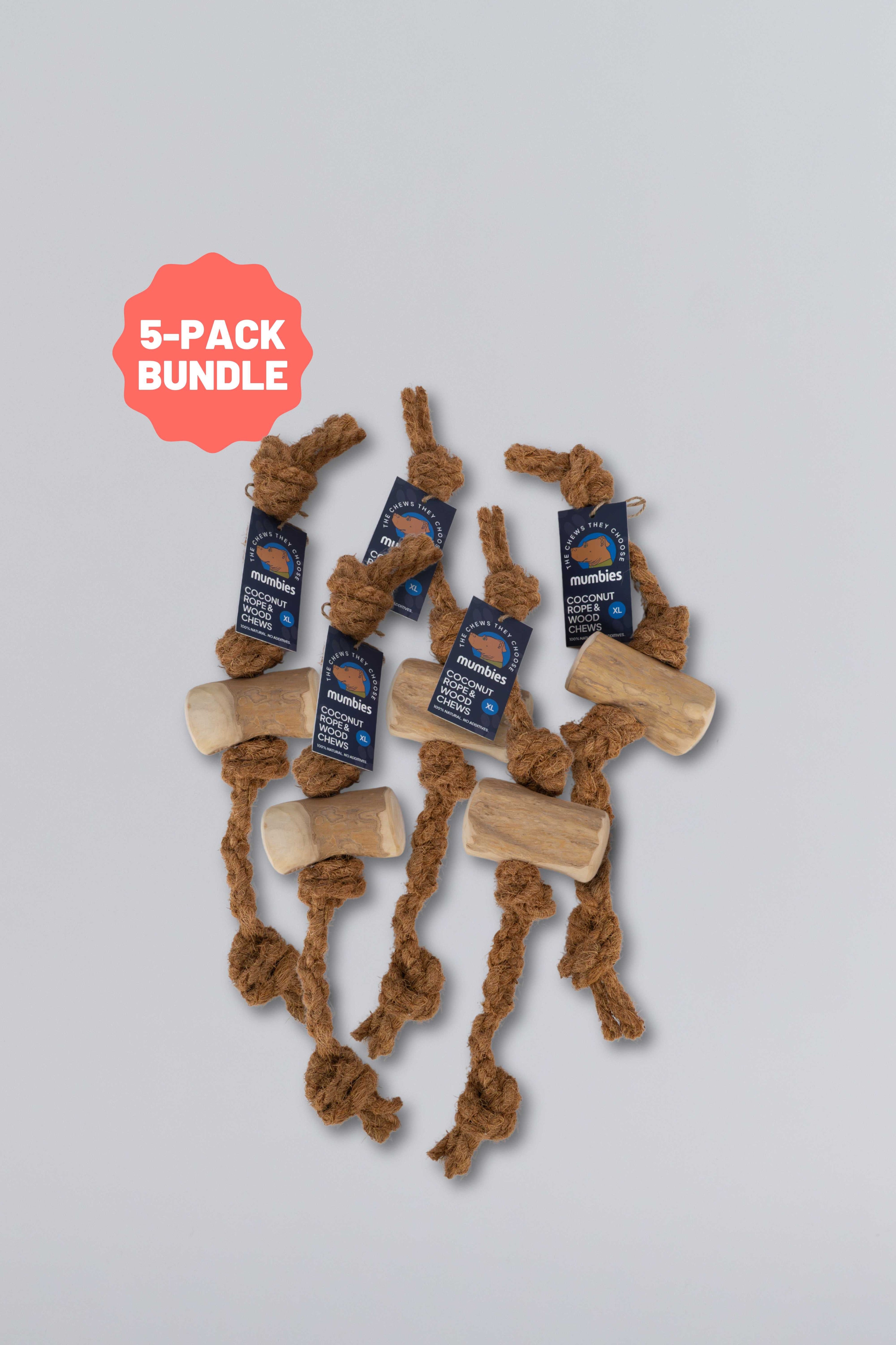 Mumbies Coconut Rope & Original Chew Toy – Natural Eco-Friendly Chew and Tug for Moderate Chewers