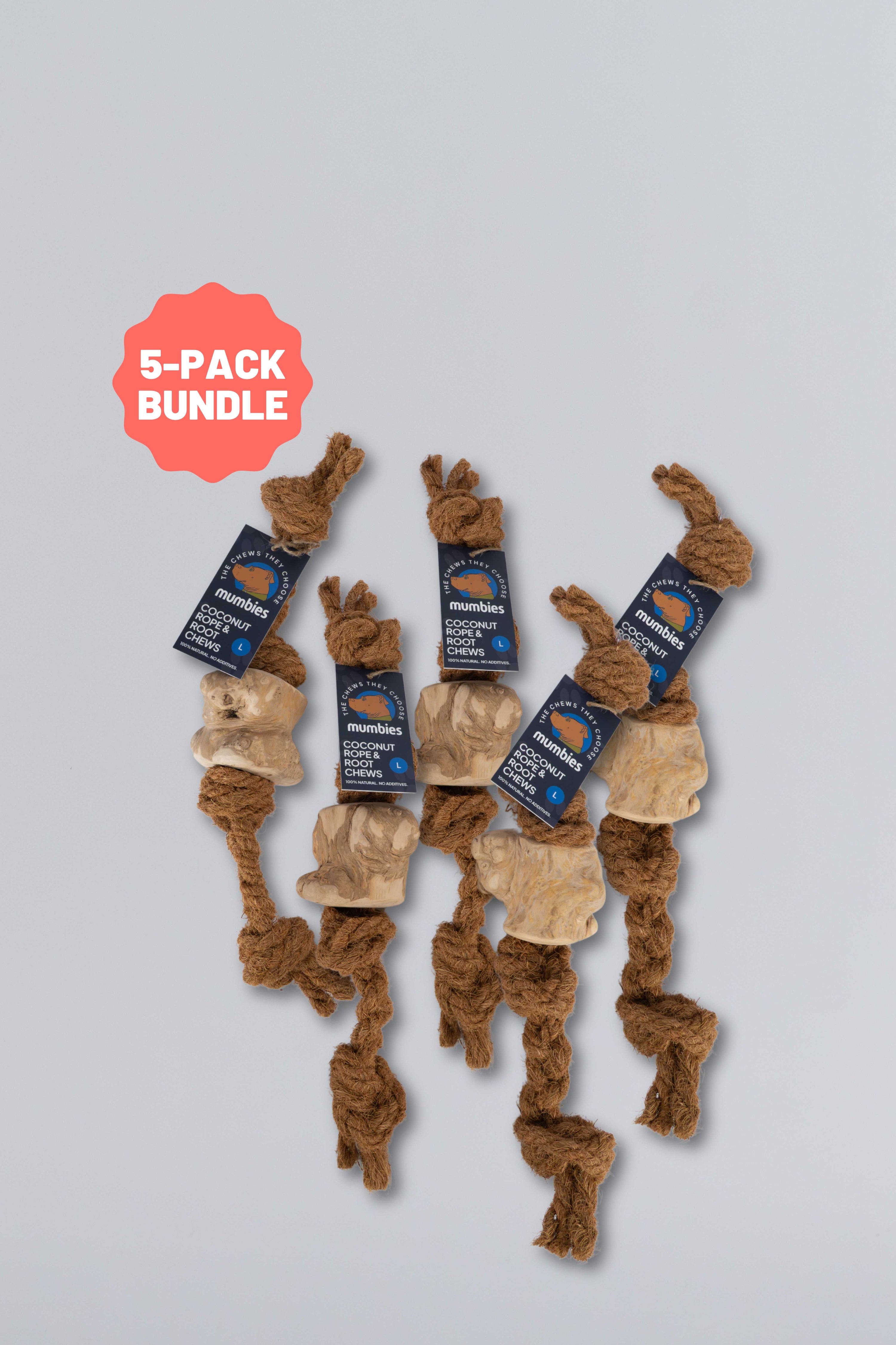 Mumbies Coconut Rope & Root Chew Tug Toy for Dogs – Natural Eco-Friendly Chew and Fetch for Moderate Chewers