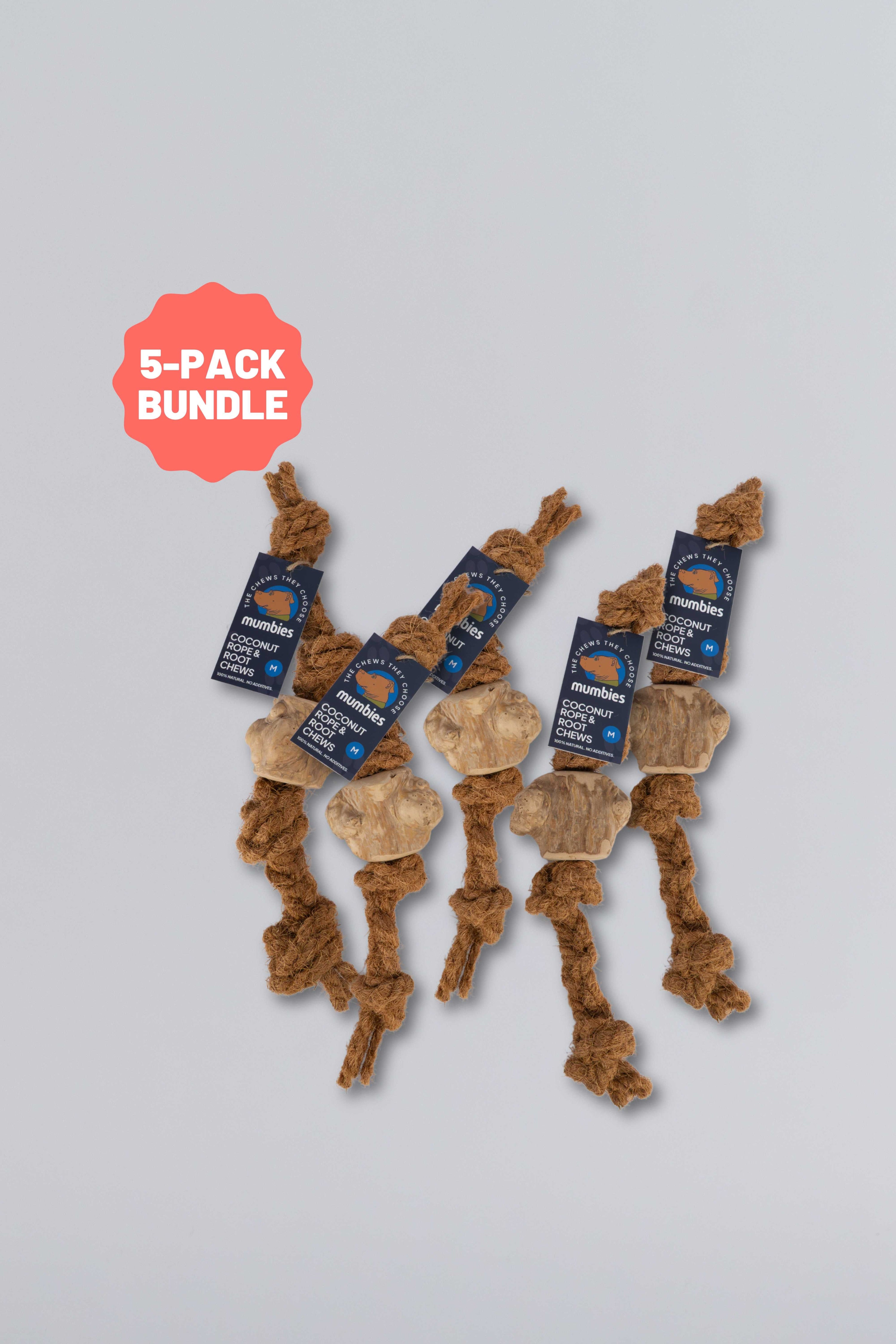 Mumbies Coconut Rope & Root Chew Tug Toy for Dogs – Natural Eco-Friendly Chew and Fetch for Moderate Chewers