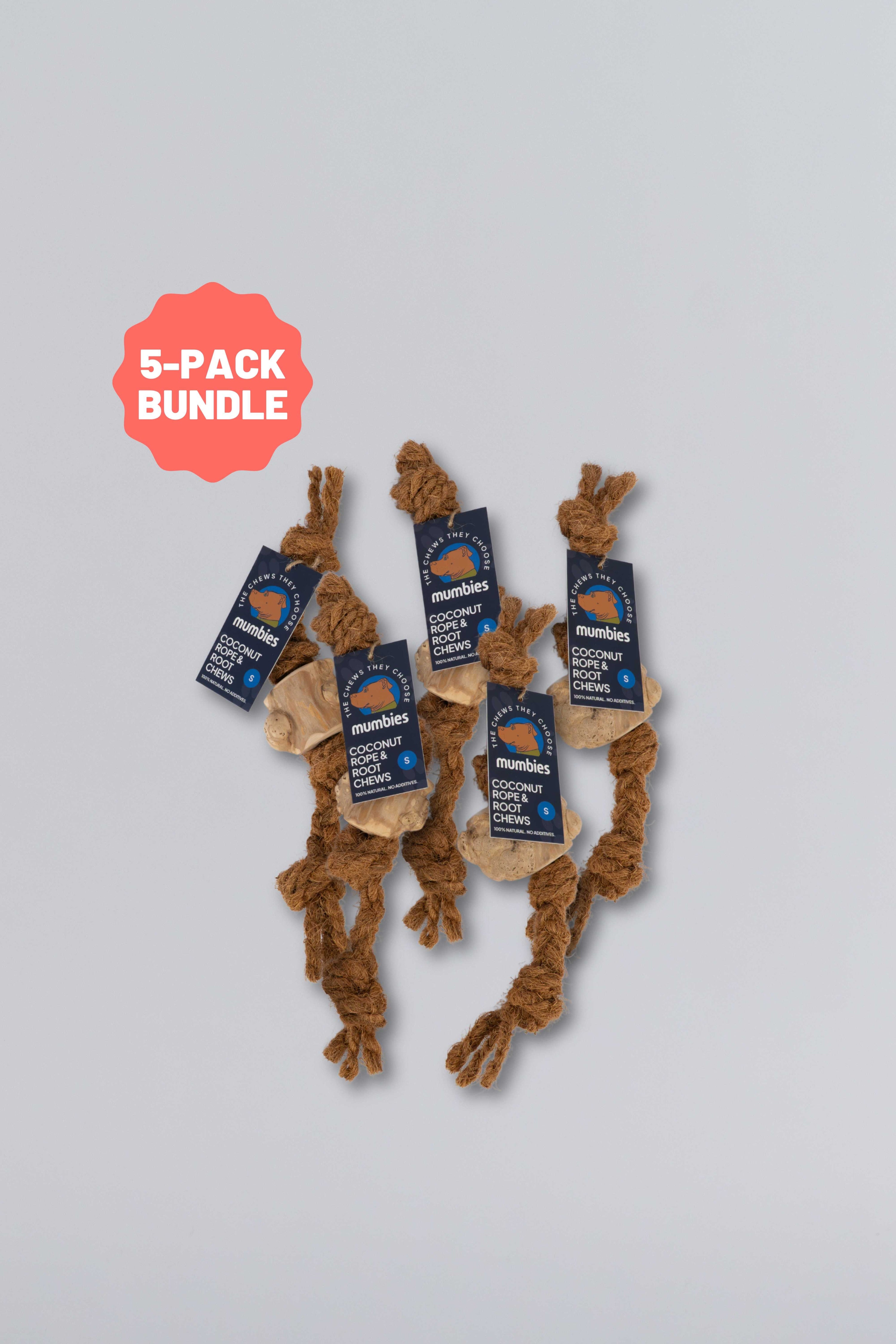 Mumbies Coconut Rope & Root Chew Tug Toy for Dogs – Natural Eco-Friendly Chew and Fetch for Moderate Chewers