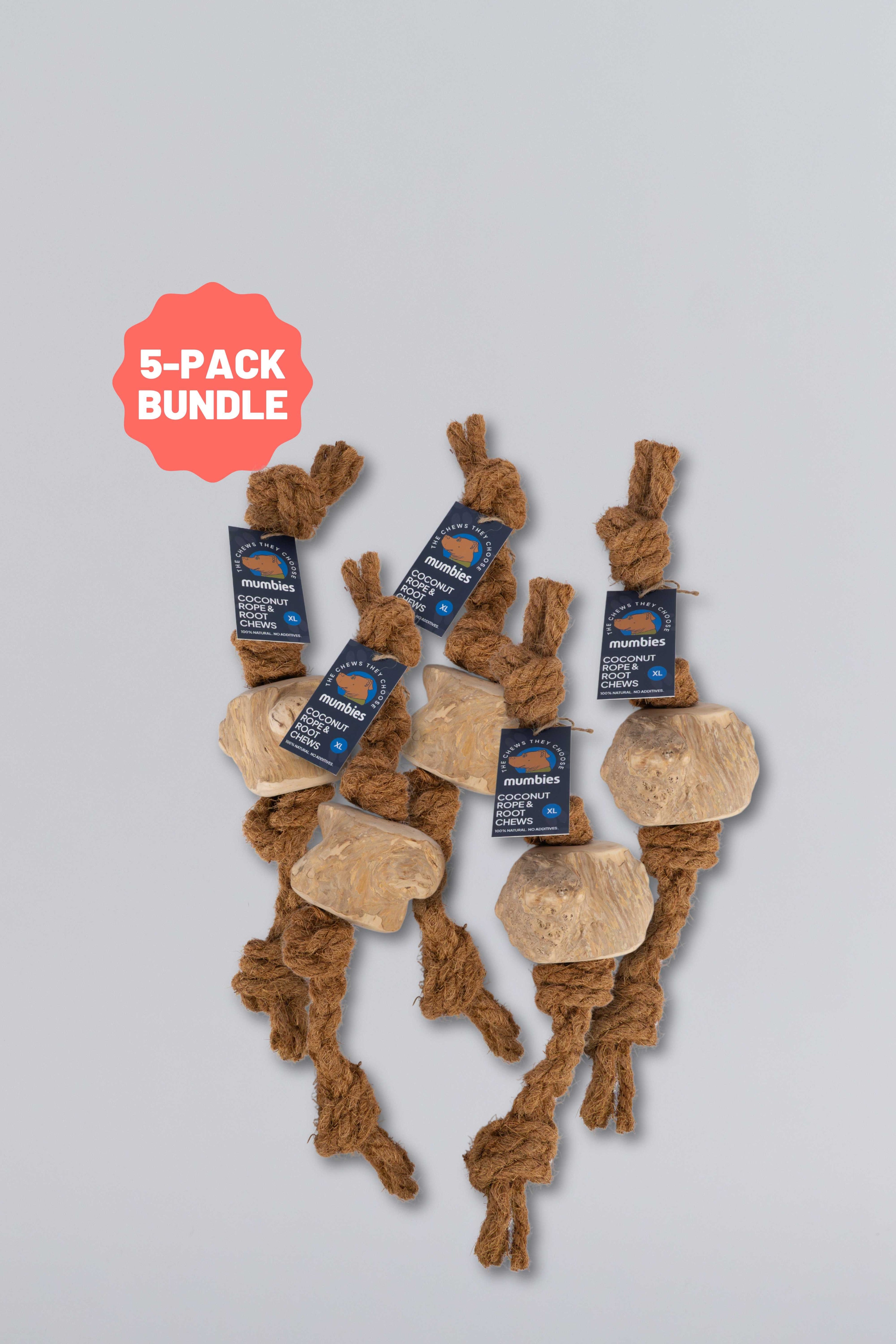 Mumbies Coconut Rope & Root Chew Tug Toy for Dogs – Natural Eco-Friendly Chew and Fetch for Moderate Chewers