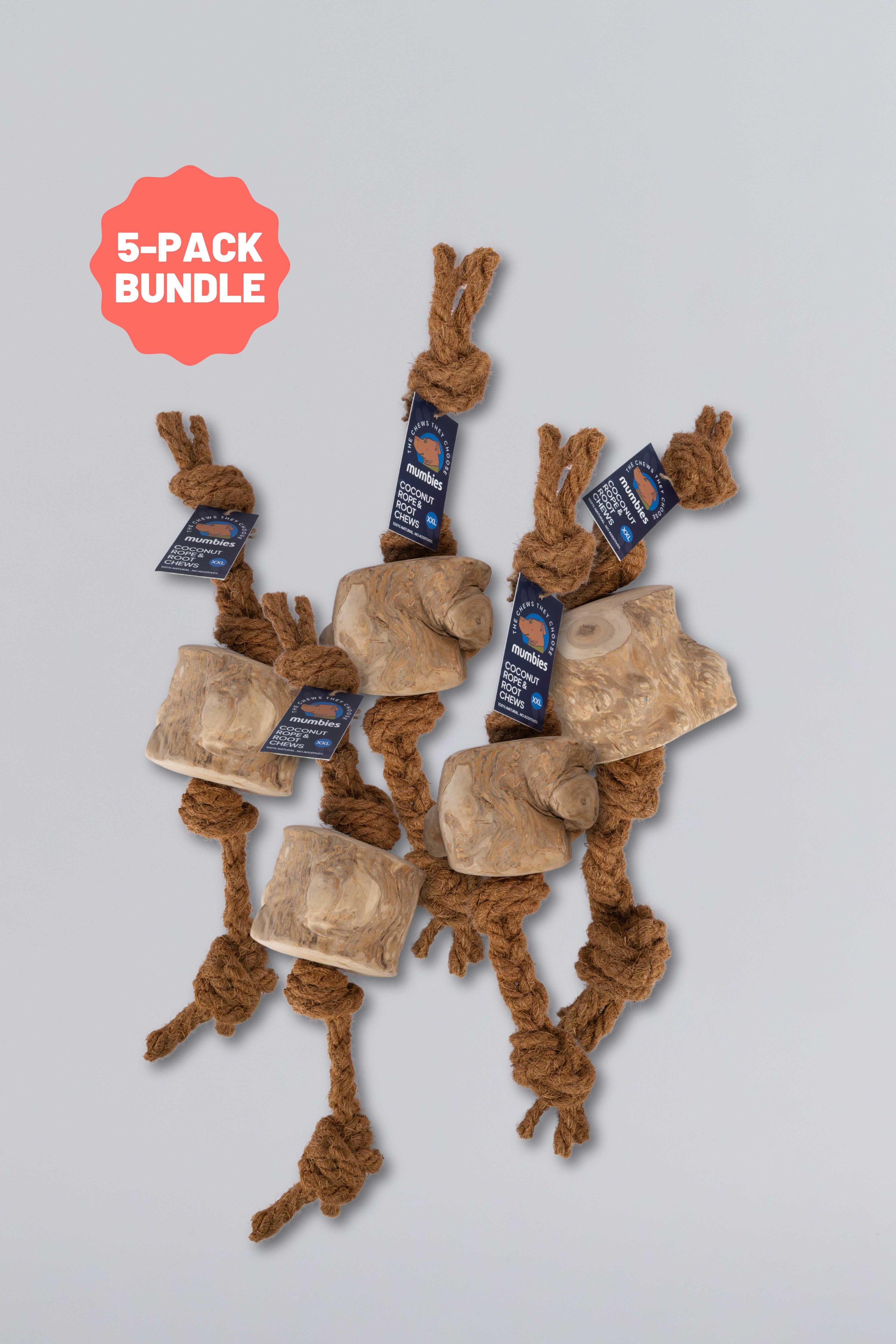 Mumbies Coconut Rope & Root Chew Tug Toy for Dogs – Natural Eco-Friendly Chew and Fetch for Moderate Chewers