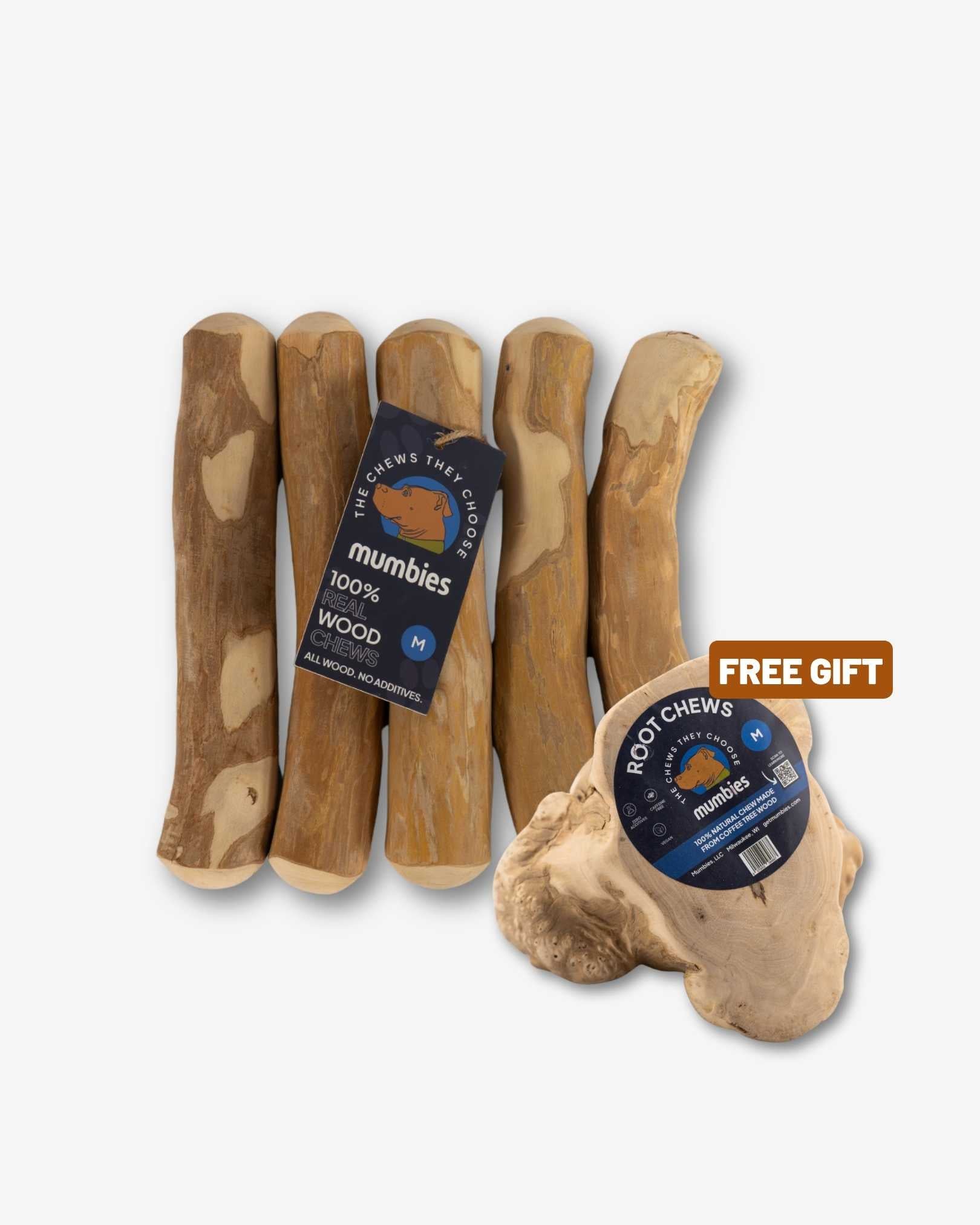 Mumbies Coffee Tree Wood Chew – Safe, Splinter-Resistant Natural Dog Chew