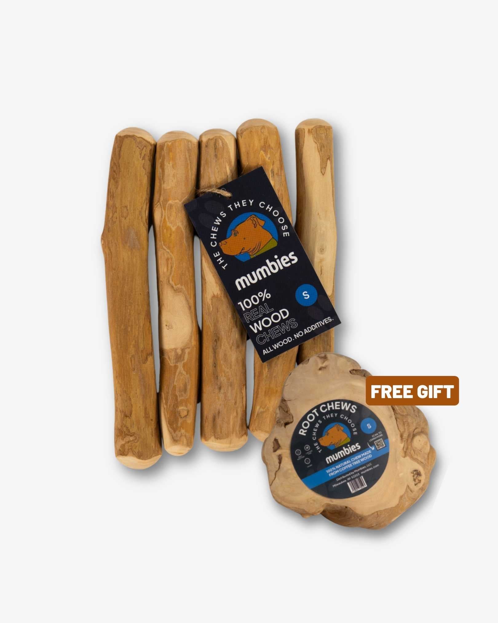 Mumbies Coffee Tree Wood Chew – Safe, Splinter-Resistant Natural Dog Chew