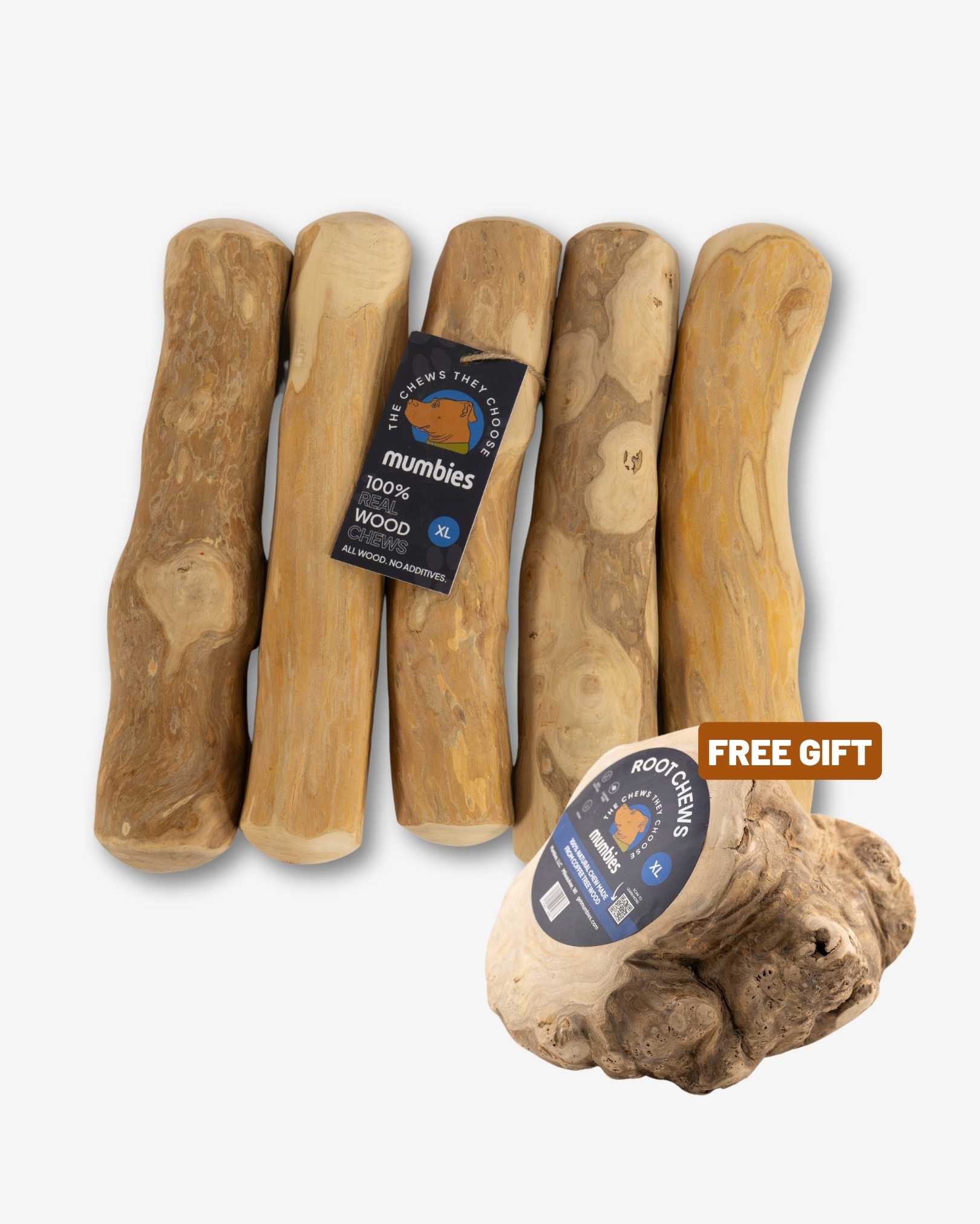 Mumbies Coffee Tree Wood Chew – Safe, Splinter-Resistant Natural Dog Chew