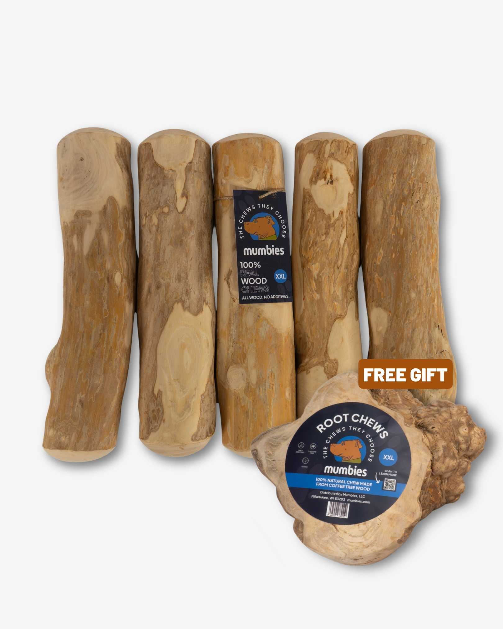 Mumbies Coffee Tree Wood Chew – Safe, Splinter-Resistant Natural Dog Chew