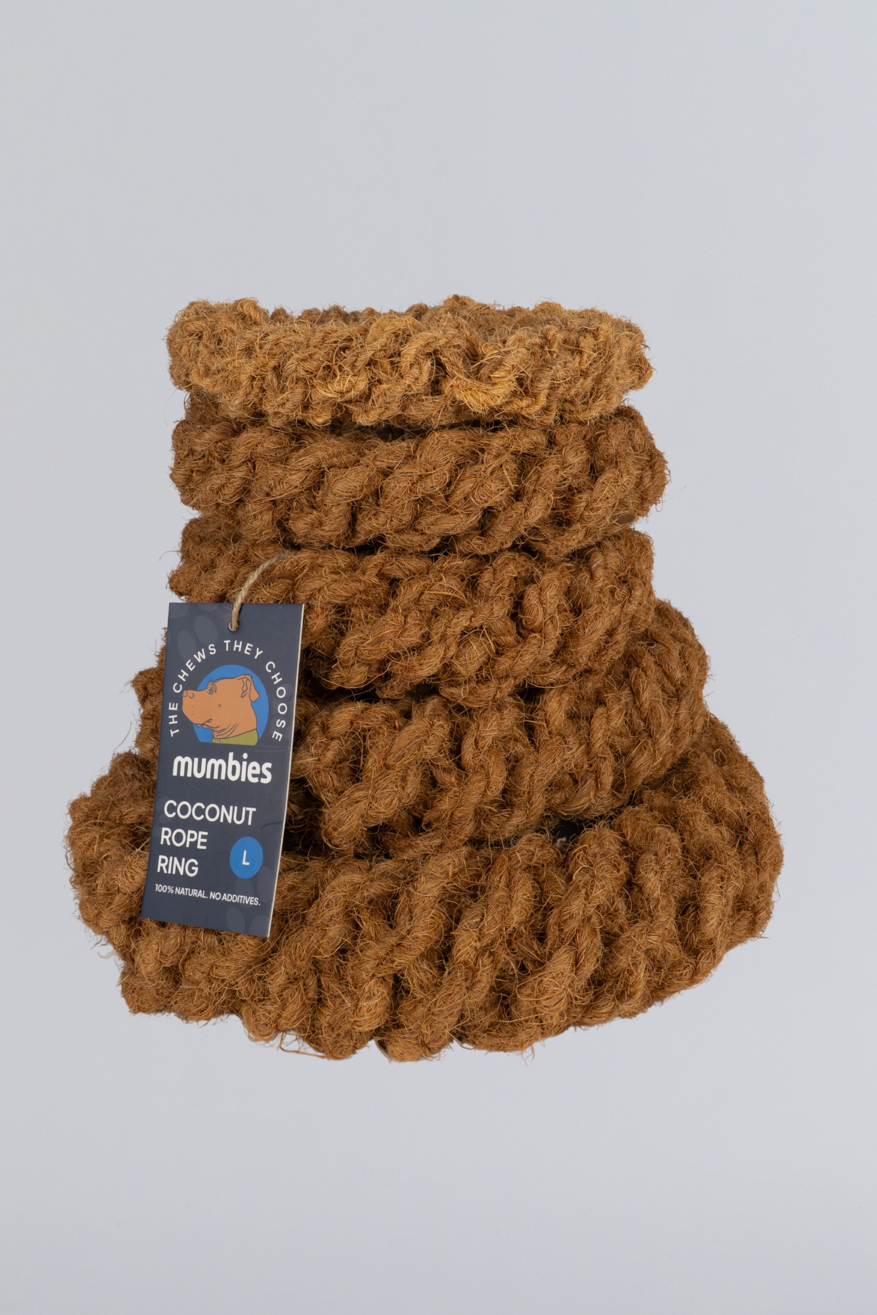 Mumbies Natural Coconut Rope Ring for Dogs – Eco-Friendly Tug, Fetch & Chew Toy for Light to Moderate Chewers