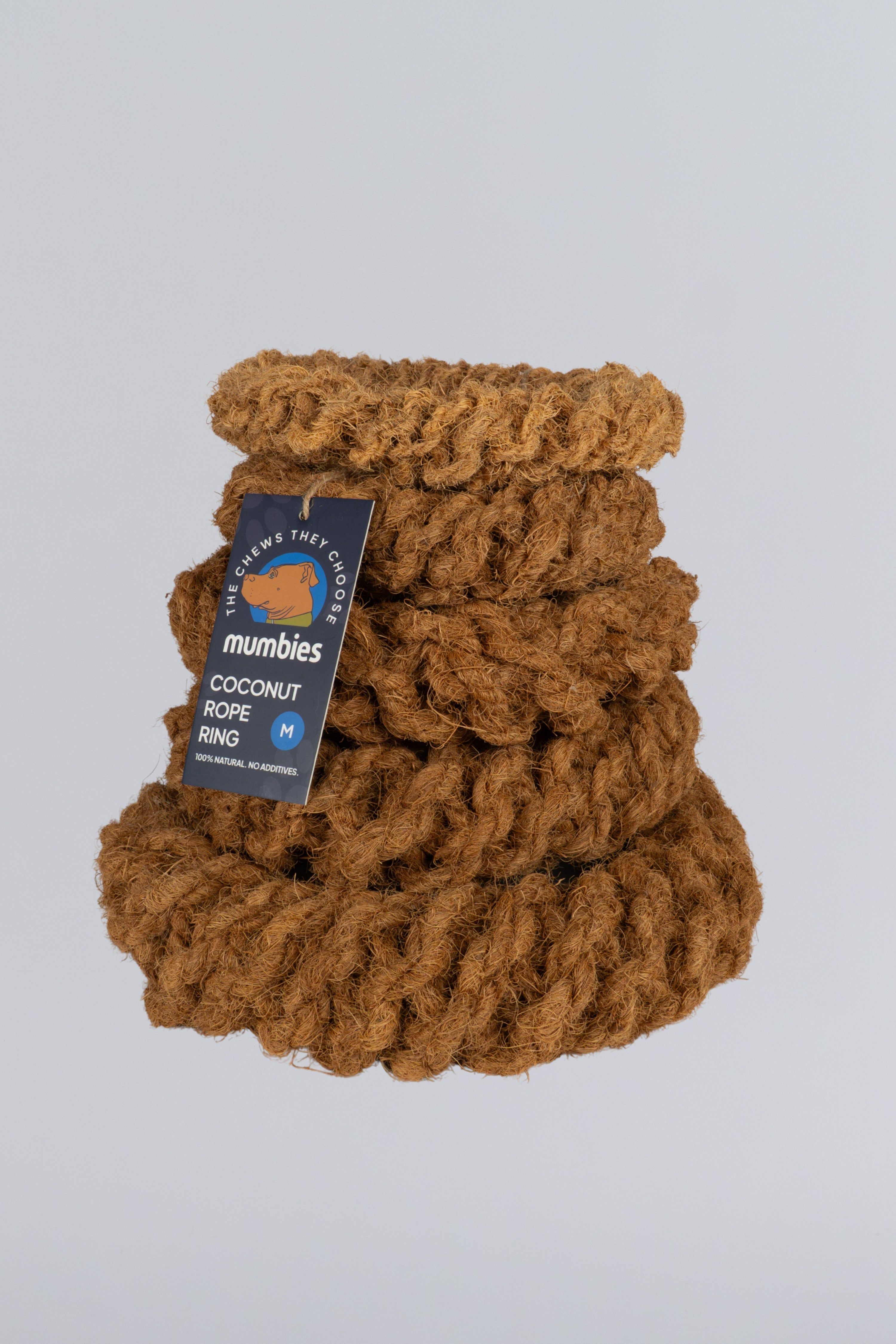 Mumbies Natural Coconut Rope Ring for Dogs – Eco-Friendly Tug, Fetch & Chew Toy for Light to Moderate Chewers