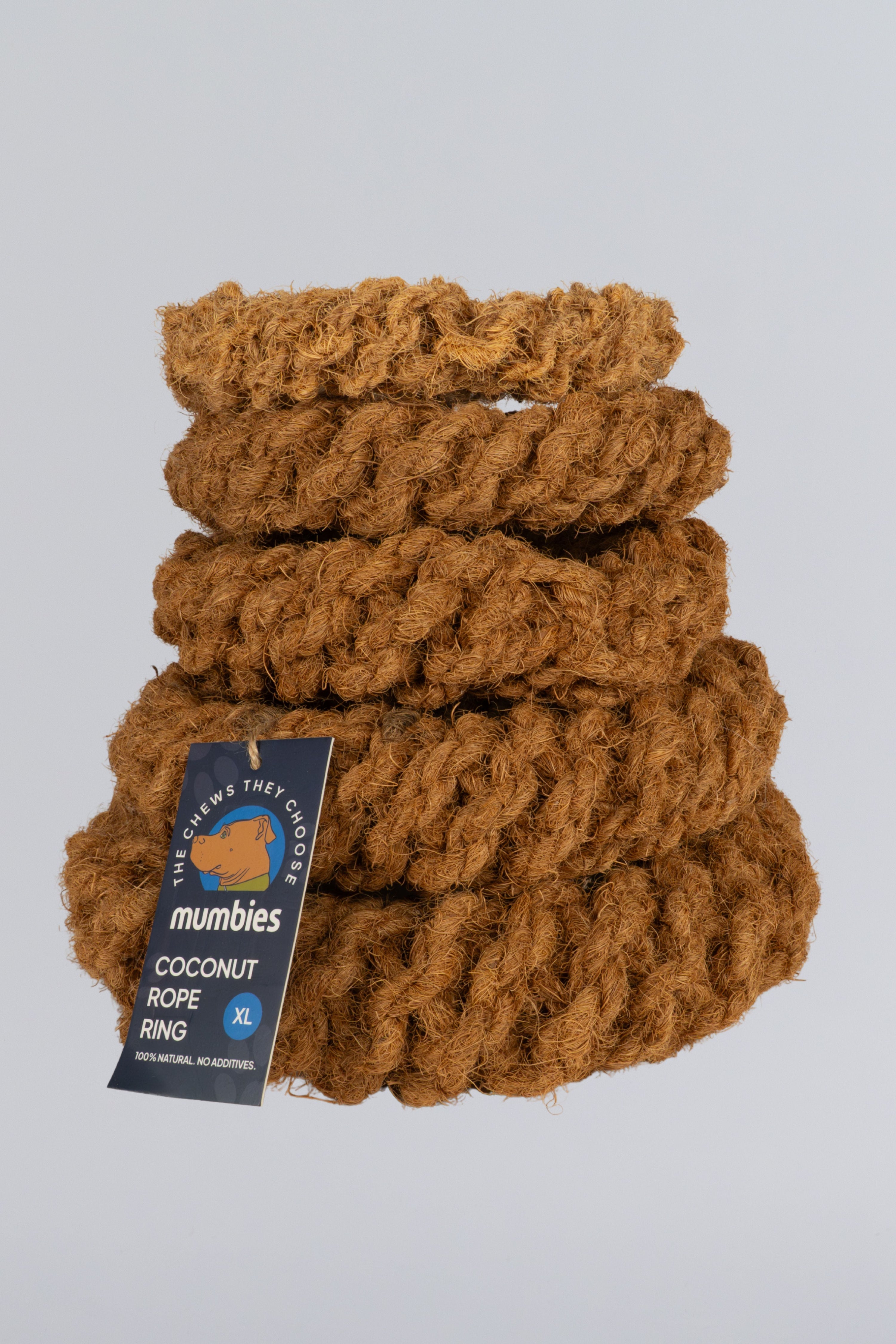 Mumbies Natural Coconut Rope Ring for Dogs – Eco-Friendly Tug, Fetch & Chew Toy for Light to Moderate Chewers