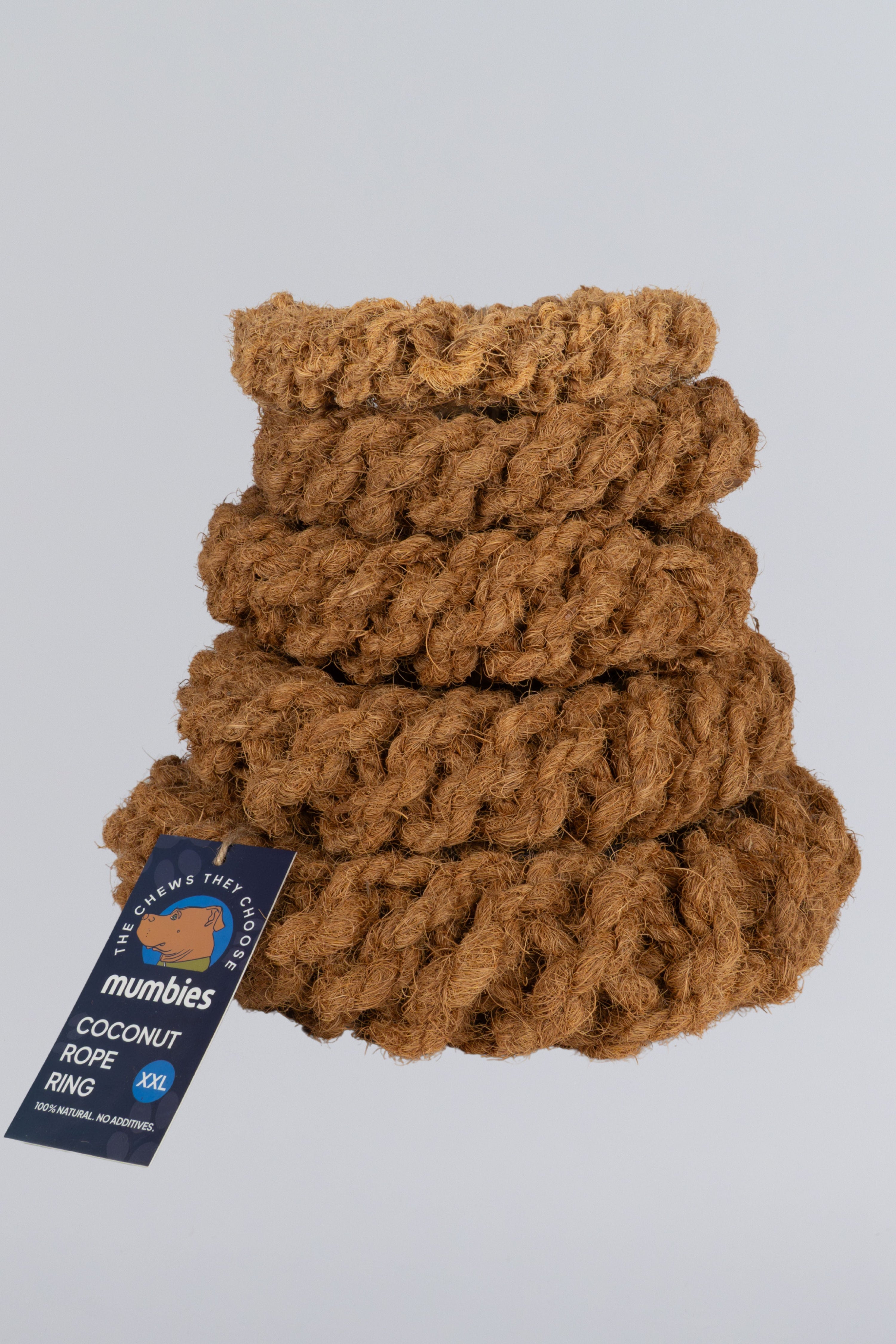 Mumbies Natural Coconut Rope Ring for Dogs – Eco-Friendly Tug, Fetch & Chew Toy for Light to Moderate Chewers