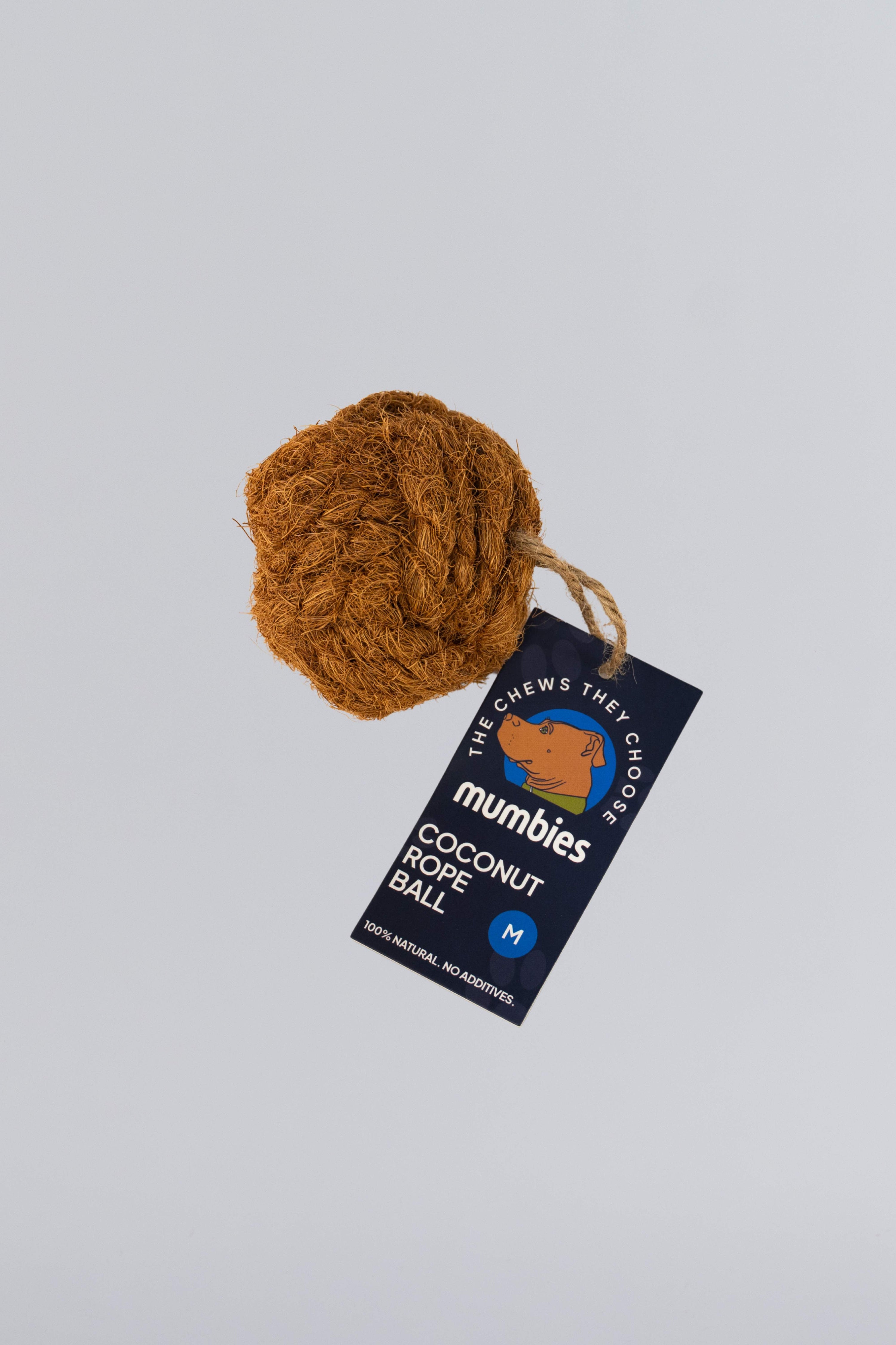 Mumbies Natural Coconut Rope Ball for Dogs – Eco-Friendly Braided Coconut Fiber Dog Toy for Chewing, Fetch & Dental Health