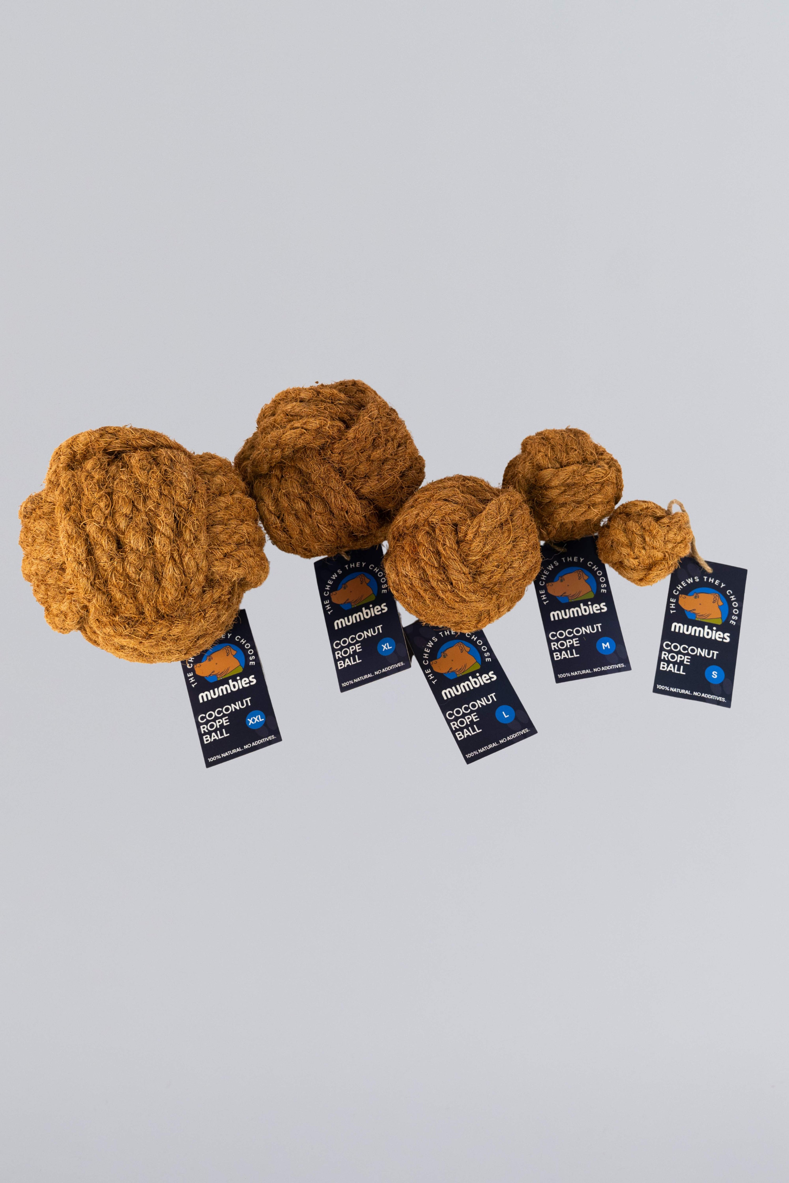 Mumbies Natural Coconut Rope Ball for Dogs – Eco-Friendly Braided Coconut Fiber Dog Toy for Chewing, Fetch & Dental Health