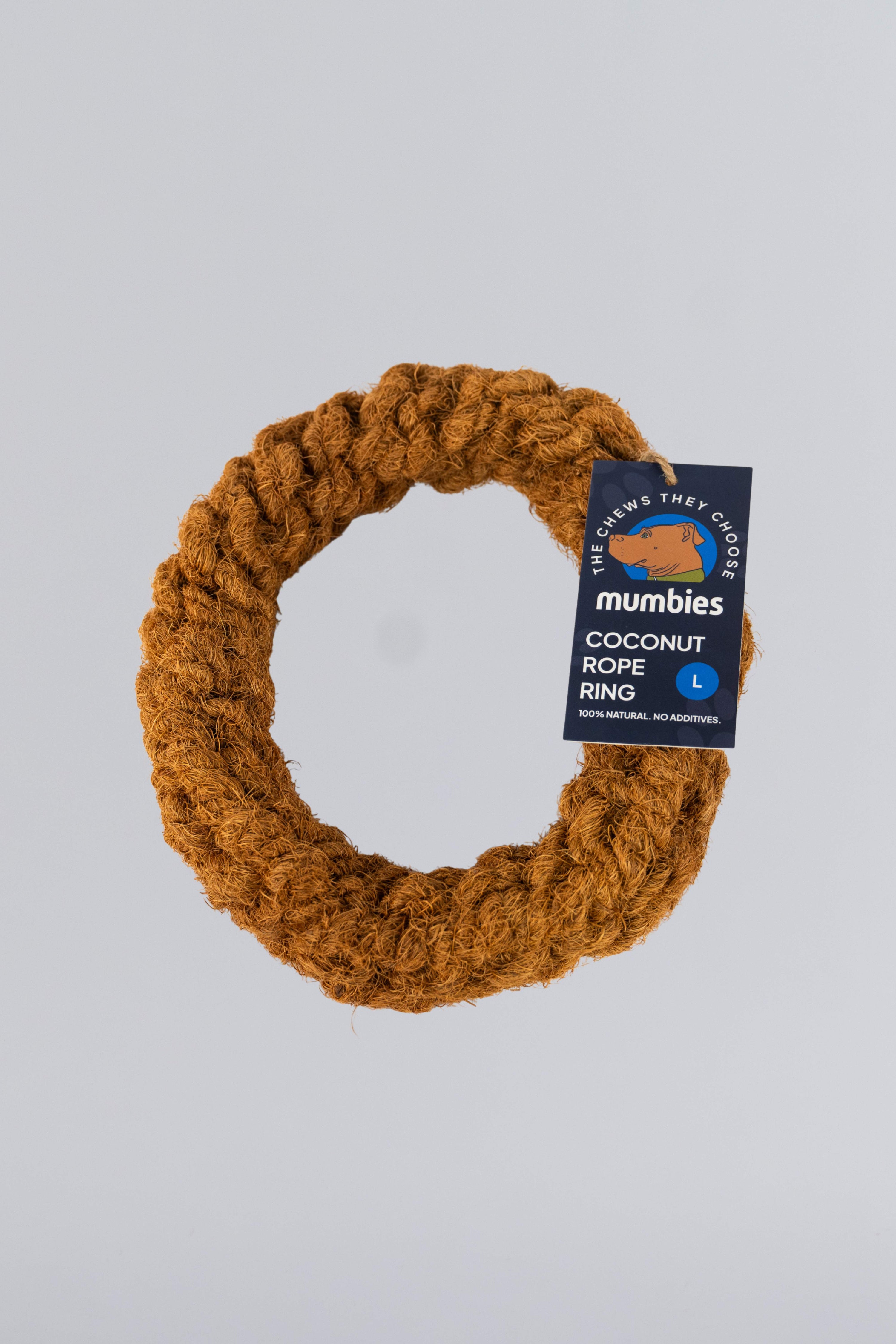 Mumbies Natural Coconut Rope Ring for Dogs – Eco-Friendly Tug, Fetch & Chew Toy for Light to Moderate Chewers