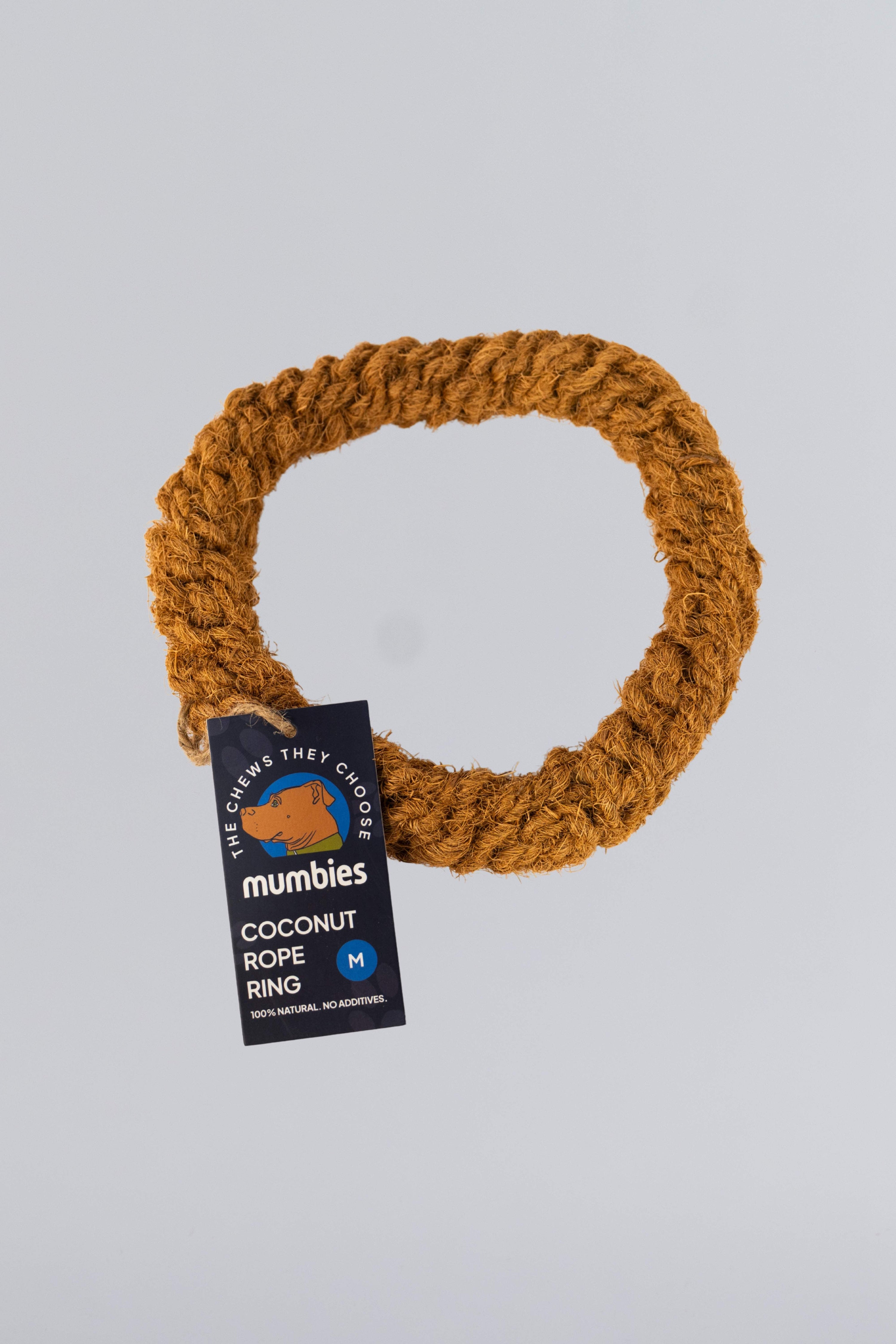 Mumbies Natural Coconut Rope Ring for Dogs – Eco-Friendly Tug, Fetch & Chew Toy for Light to Moderate Chewers