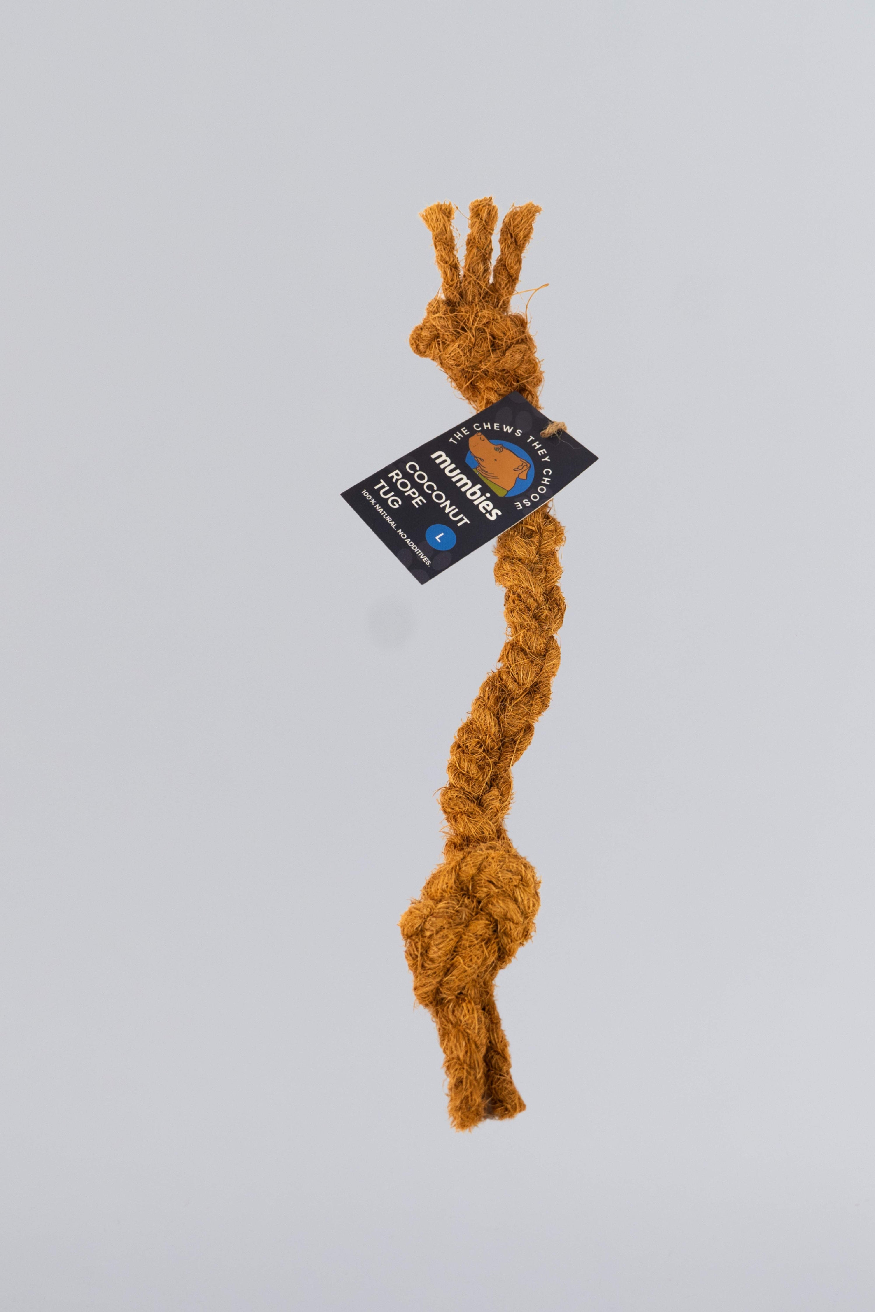 Mumbies Natural Coconut Rope Tug Toy for Dogs – Eco-Friendly Braided Fiber Tug-of-War for Light to Moderate Chewers