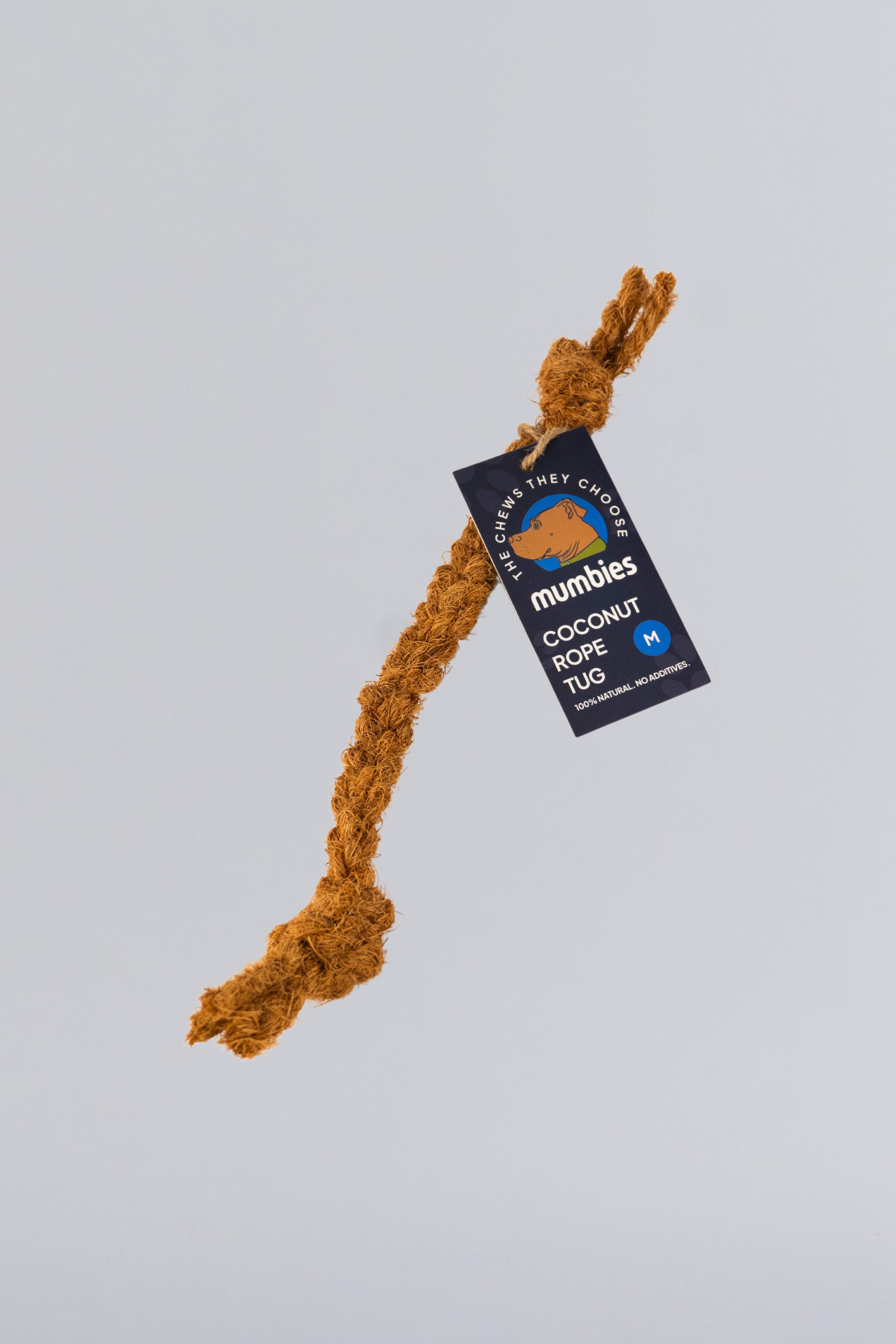 Mumbies Natural Coconut Rope Tug Toy for Dogs – Eco-Friendly Braided Fiber Tug-of-War for Light to Moderate Chewers