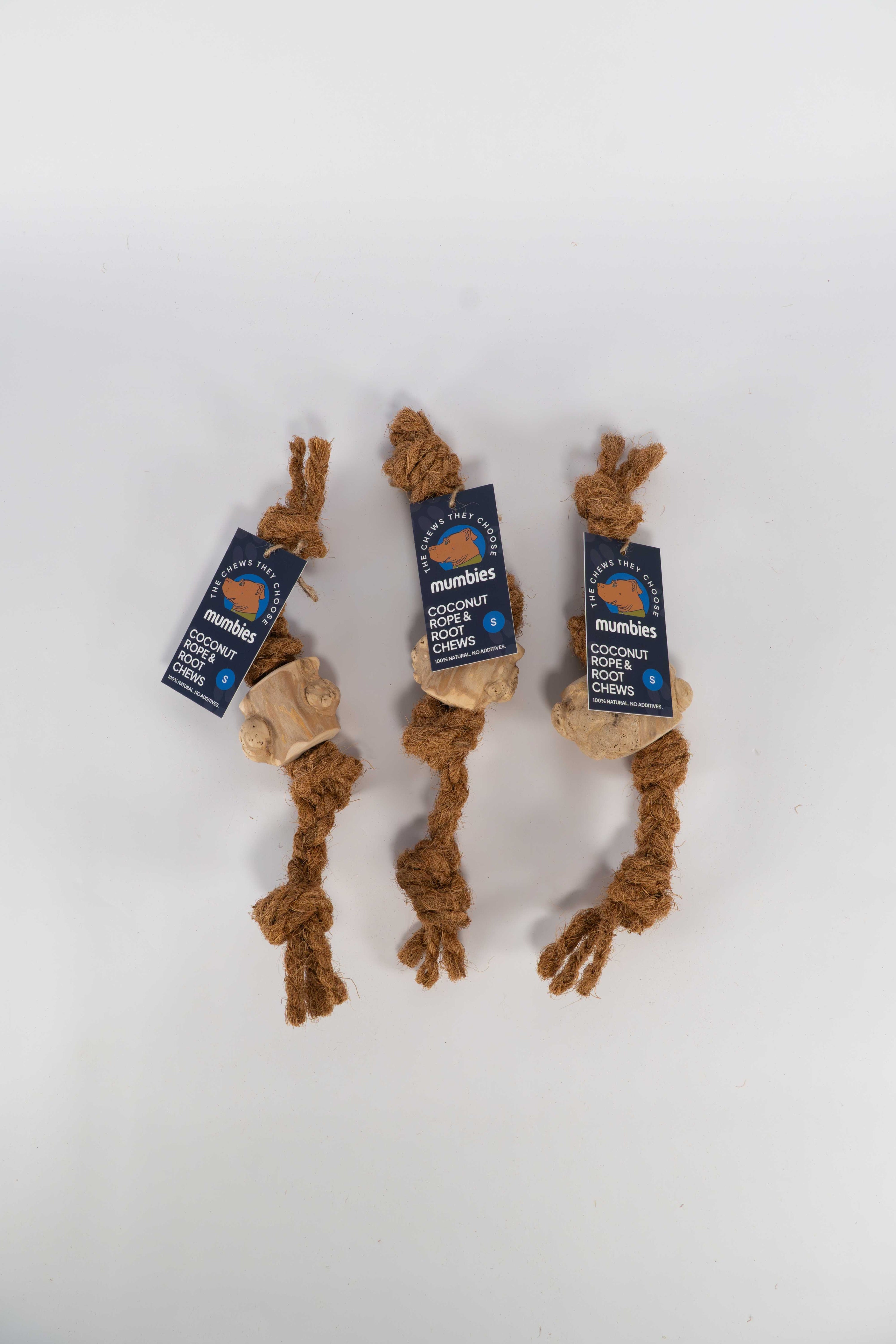 Mumbies Coconut Rope & Root Chew Tug Toy for Dogs – Natural Eco-Friendly Chew and Fetch for Moderate Chewers