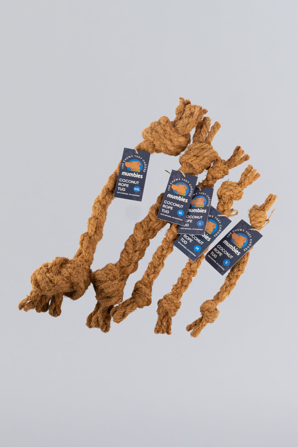 Mumbies Natural Coconut Rope Tug Toy for Dogs – Eco-Friendly Braided Fiber Tug-of-War for Light to Moderate Chewers