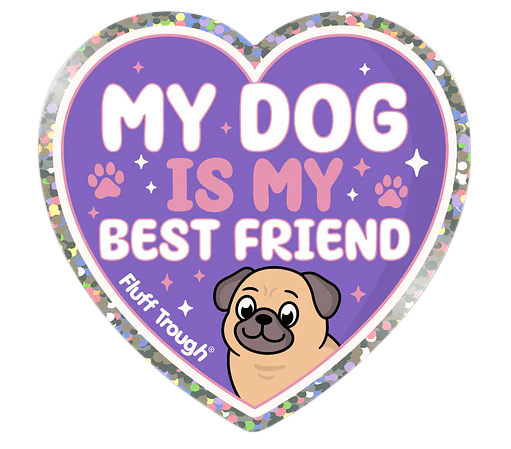 Glitter Heart Dog Lover Sticker – Shimmery Waterproof Vinyl Decal