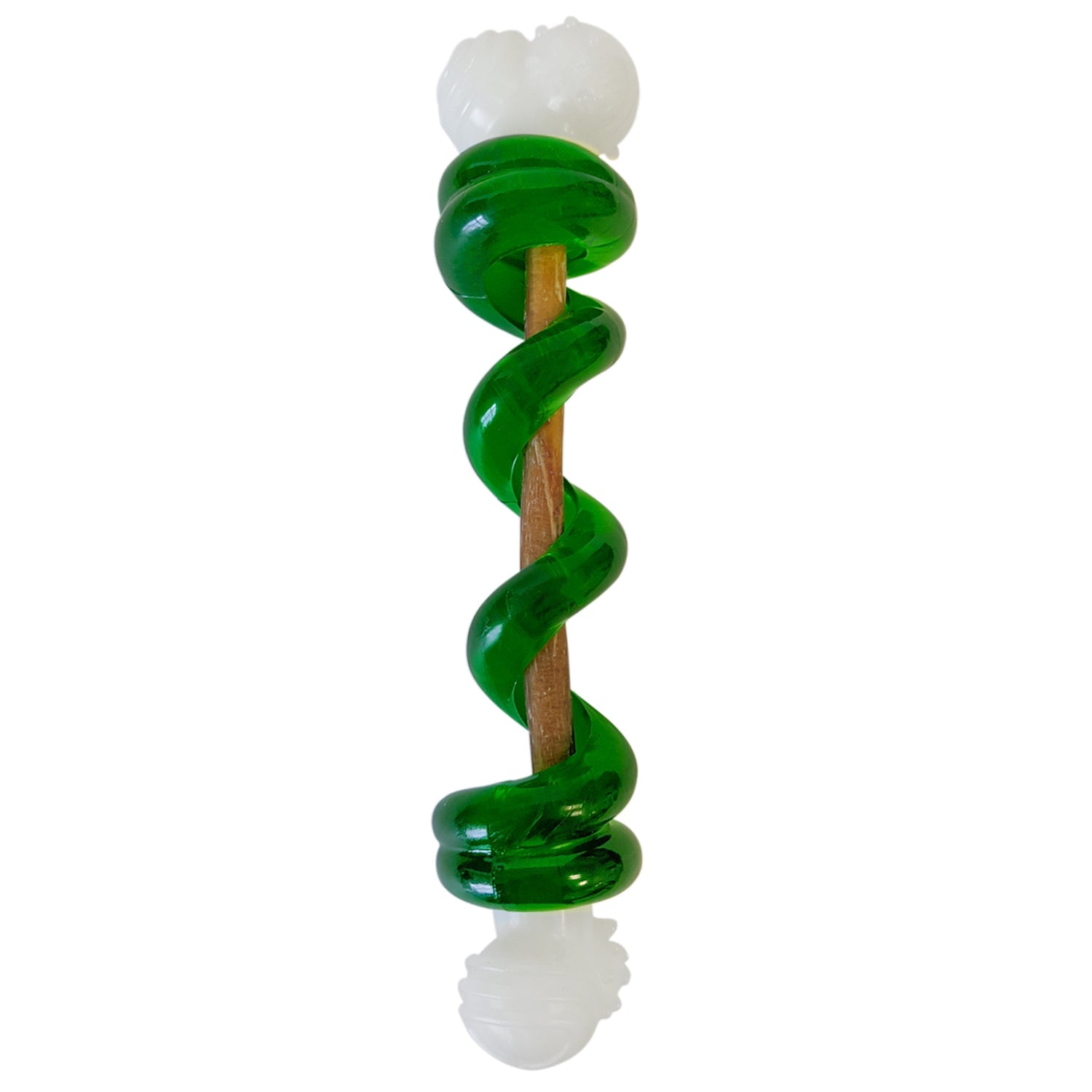 Country Living Bone-a-Treat Dog Chew Toy – Durable Nylon Rubber Chew with Orange Bulged Ball & Green Spiral Ring