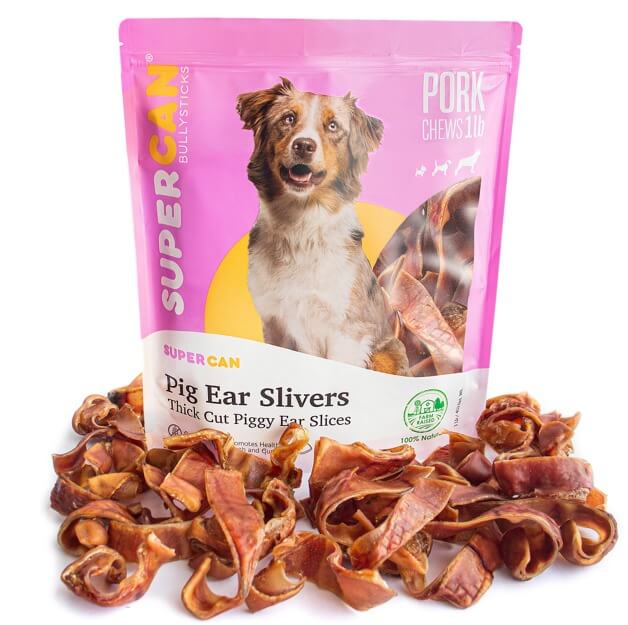 All-Natural Pig Ear Slivers | High-Protein, Fully Digestible Pork Dog Chews (1 Ibs Bags)