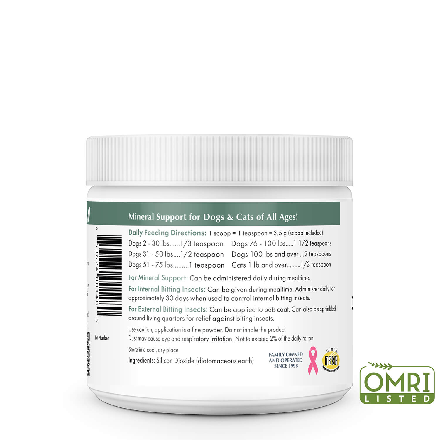 Wholistic Pet Organics Diatomaceous Earth – Food-Grade Mineral Support for Dogs & Cats