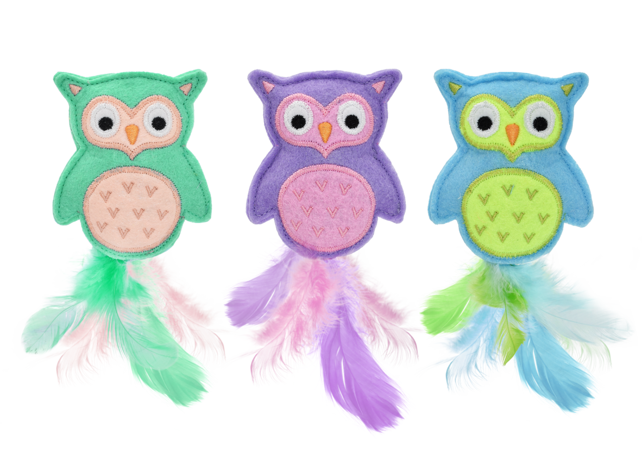 Multipet Owl Cat Toy with Catnip & Crinkle – Plush Feather Cat Toy (3.35")