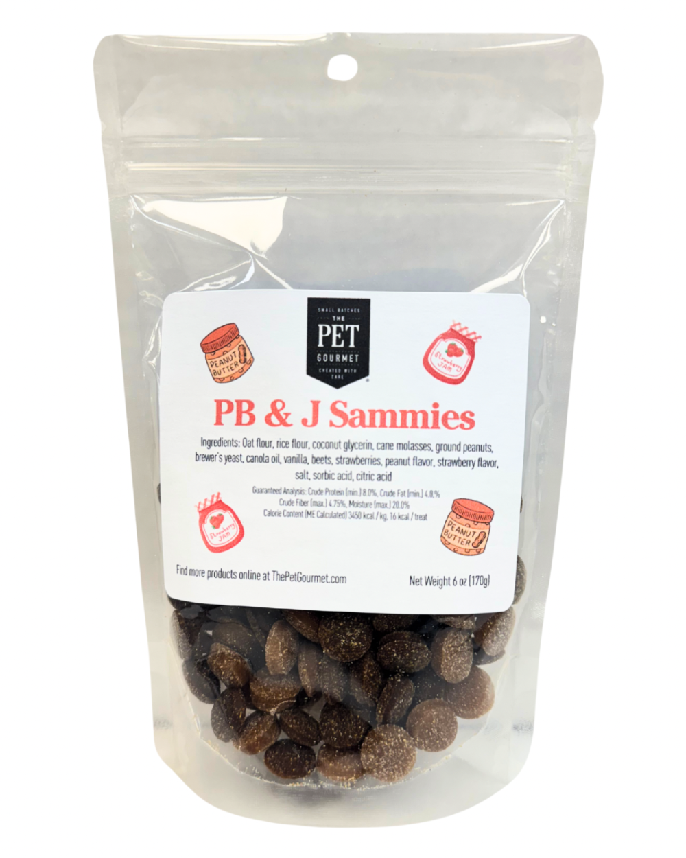 Pet Gourmet PB & J Sammies Soft Baked Dog Treats – Peanut Butter & Strawberry Flavor (6 oz)