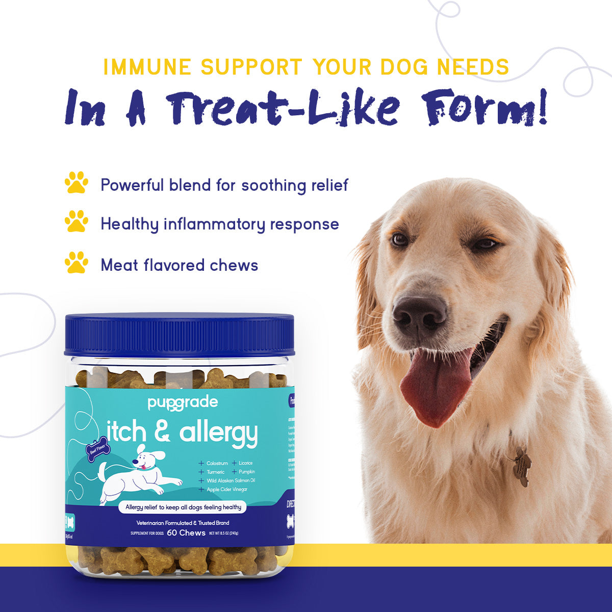 PupGrade™ Itch & Allergy Relief Chews for Dogs – Skin, Coat & Immune Support