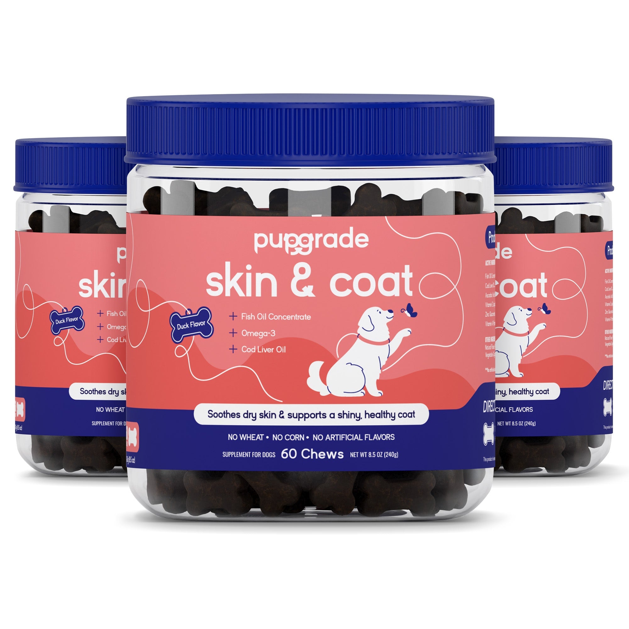 Skin & Coat Chews for Dogs – Omega-3, Fish Oil & Vitamin E Supplement