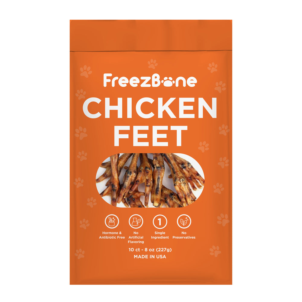Freezbone Whole Chicken Feet – Human-Grade Single-Ingredient Dental Treats for Dogs